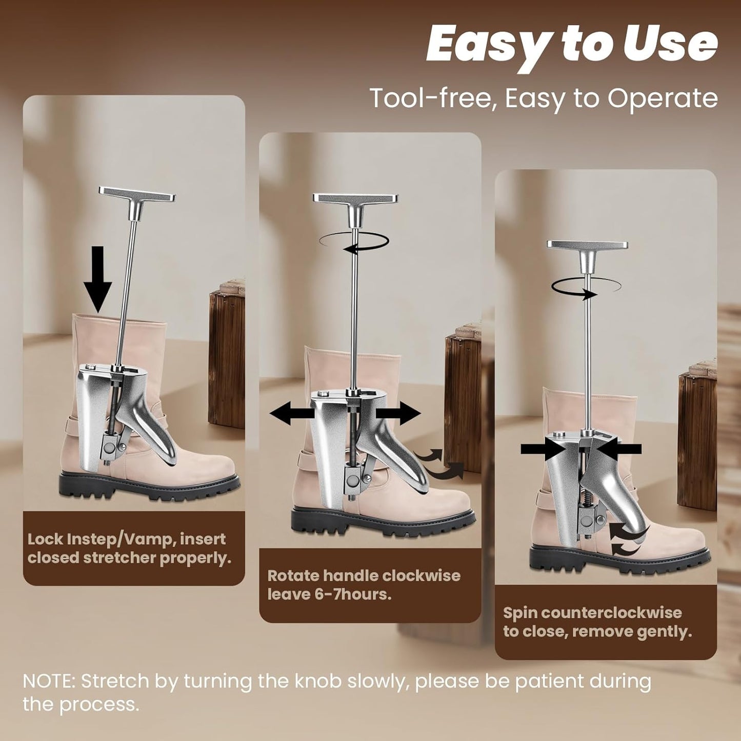 Cast Aluminum Boot Instep & Vamp Stretcher: Relieving Tightness Easily, Adjustable Boot Instep Stretcher is Suitable for Western, Cowboy, Hiking & Work Boots for Men and Women - Easy to Use