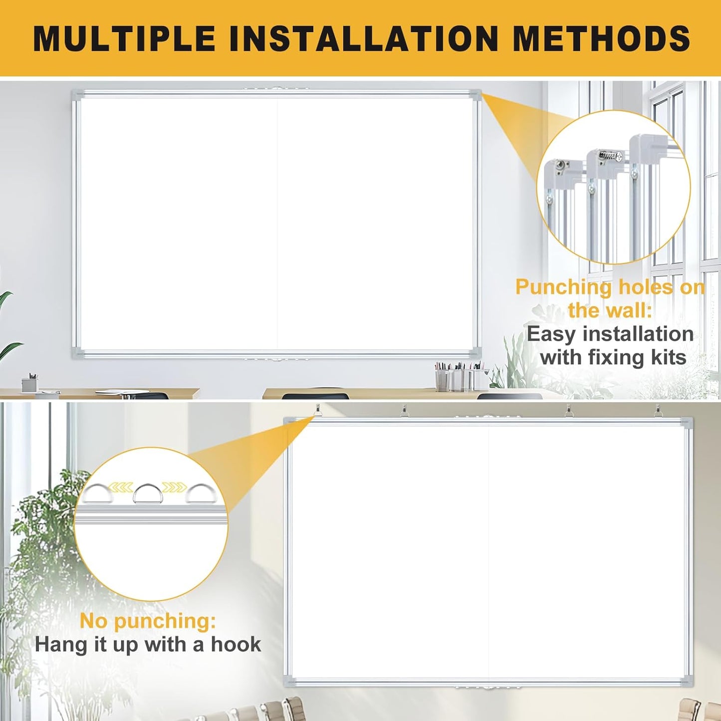 Magnetic Dry Erase Board 60x40 Inches, Foldable Whiteboard with Silver Frame for Classroom, Office and Home - 5x3.5 Ft, Non-Glare Surface, Full Magnetic Accessory Kit Included White 60"X40"