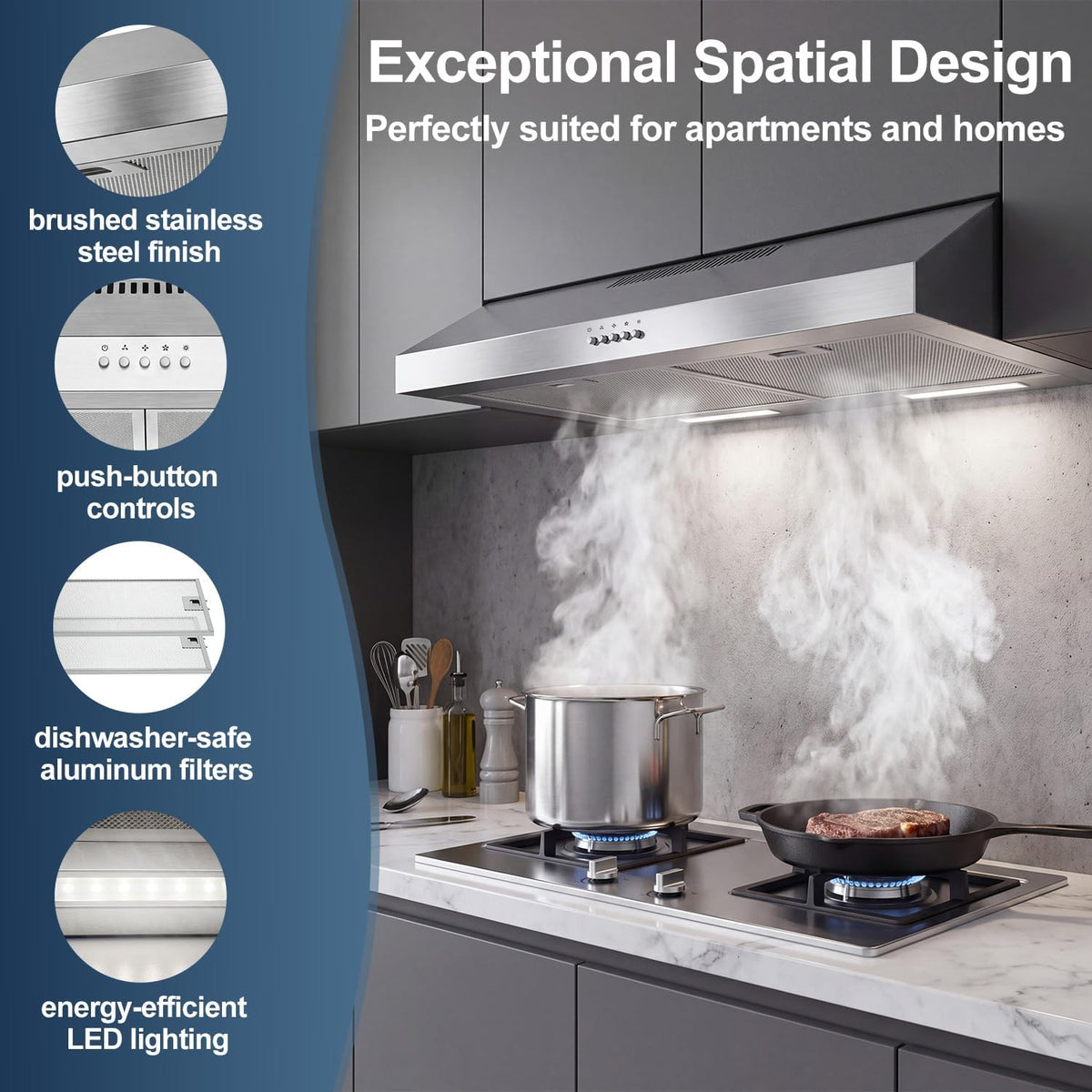 SOZT® 30 Inch Under Cabinet Range Hood