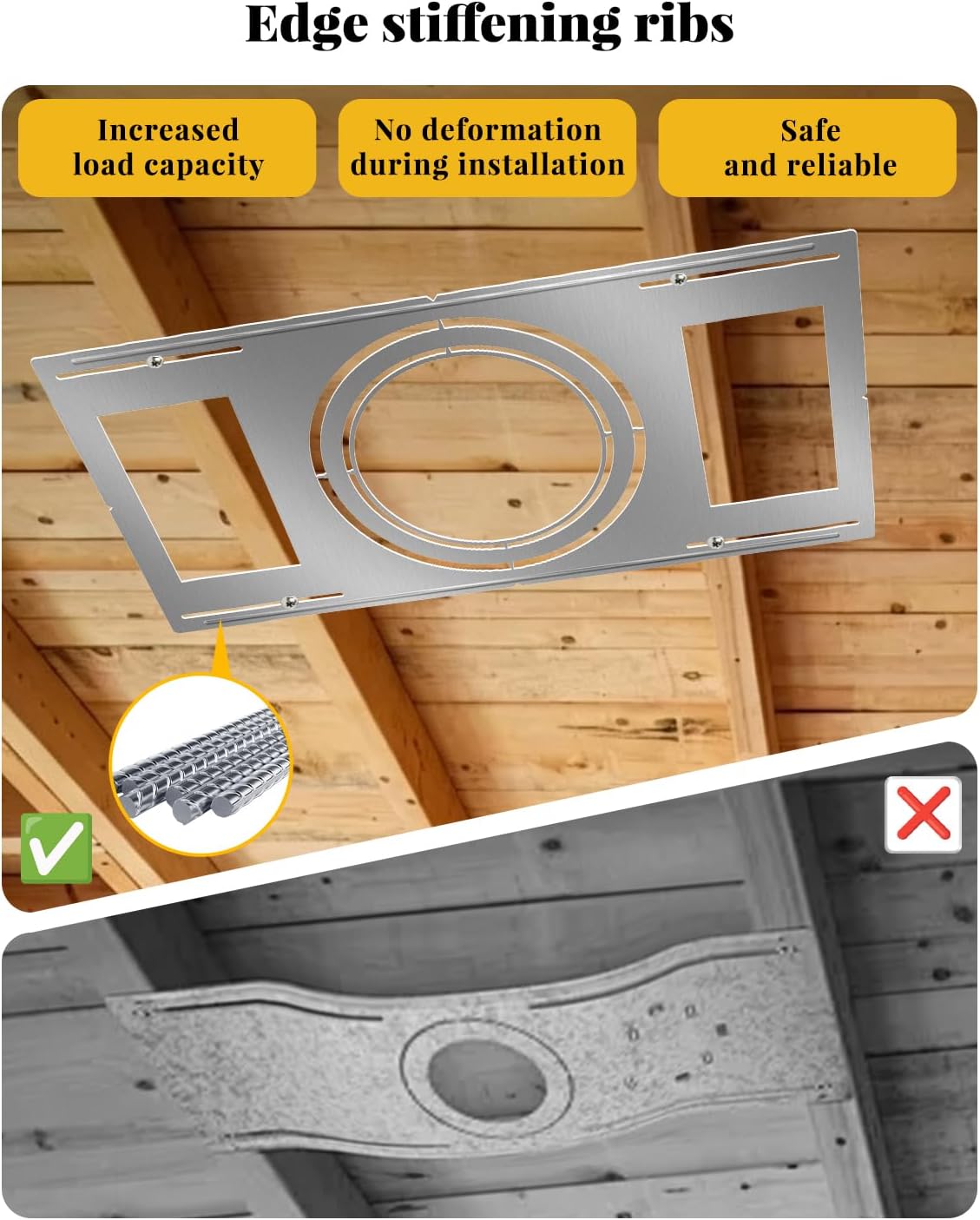 New Construction Mounting Plate - for 8/9/11 inch Recessed Light | 24 Packs, Measurement Marks, 26 inch Wafer Light Rough in Plate, Screws Included, Adjustable Slots, Galvanized Steel