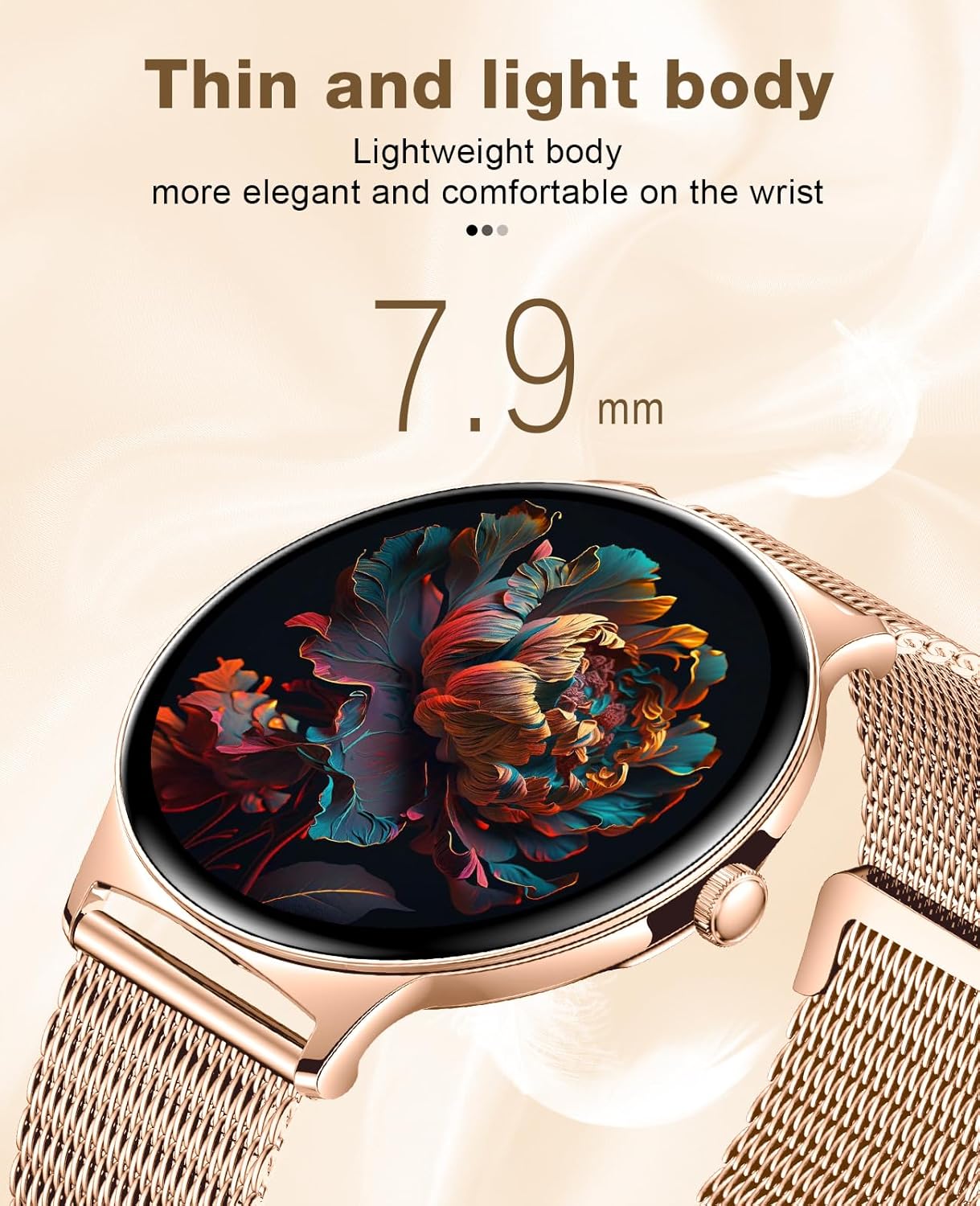 Smart Watches for Women iPhone Compatible, 1.43' AMOLED Display Fitness Tracker with Bluetooth
