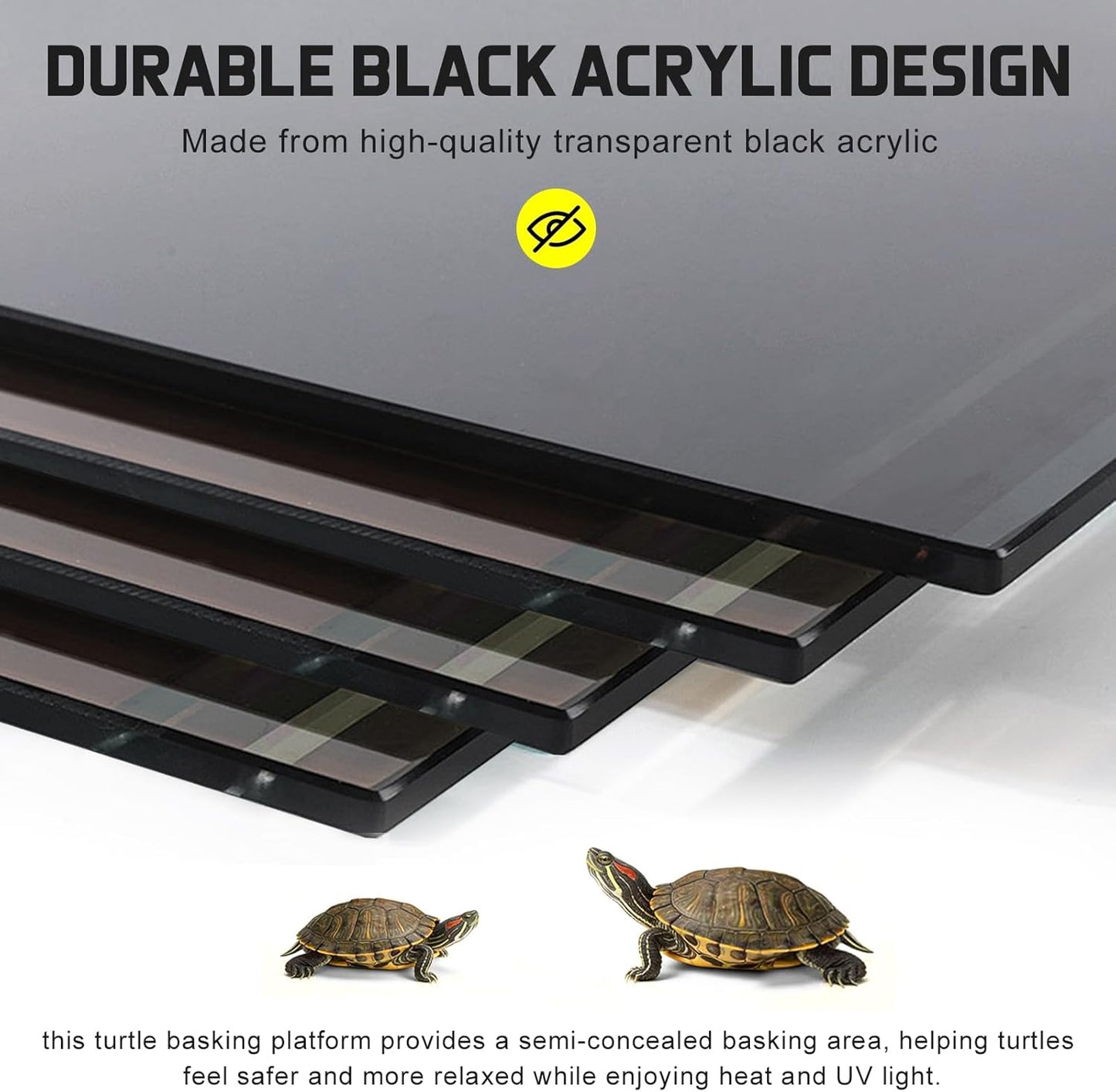 Large Turtle Basking Platform Dock, Acrylic Turtle Tank Topper with Ramp for 75/125 Gallon Aquarium, Fits 17-20 Inch Wide Tanks