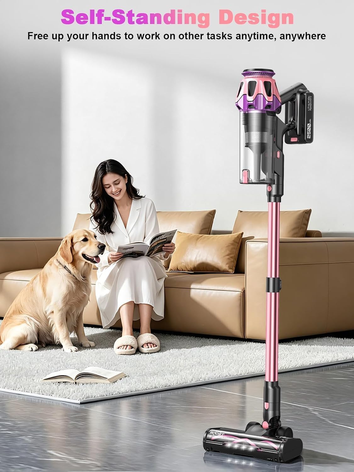Cordless Vacuum Cleaner, 50KPa 45Mins 9-in-1 Self-Standing Stick Vacuum