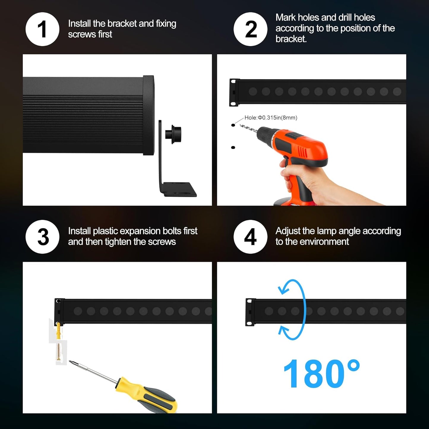 40-Inch Linkable LED Wall Washer Light Bar – Smart RGBCW Color Changing LED, Bluetooth & RF Remote Control, 2700K–6500K Tunable White, 16M Colors, 1–100% Dimmable, IP65 Waterproof Linkable Smart RGB+Tunable White(2700-6500K)