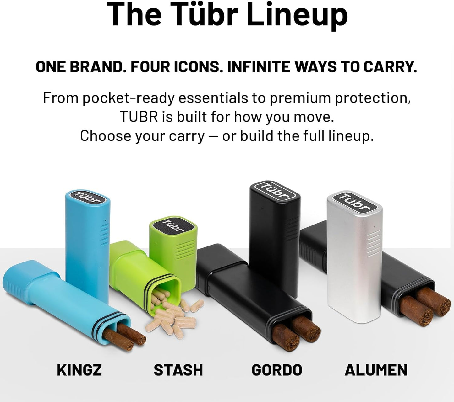 TUBR Gordo Anodized Premium Cigar Case - Airtight, Waterproof, Crush-Resistant Cigar Holder for 2 - Portable, Odor Proof, Aircraft-Grade Container, Carrying Storage Unit for Travel, Business (Raven)