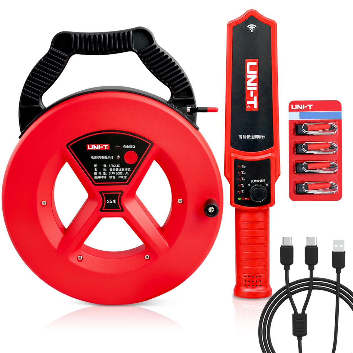 UNI-T Pipe Blockage Detector 115ft Clog Locator for PVC & Metal Water Pipes
