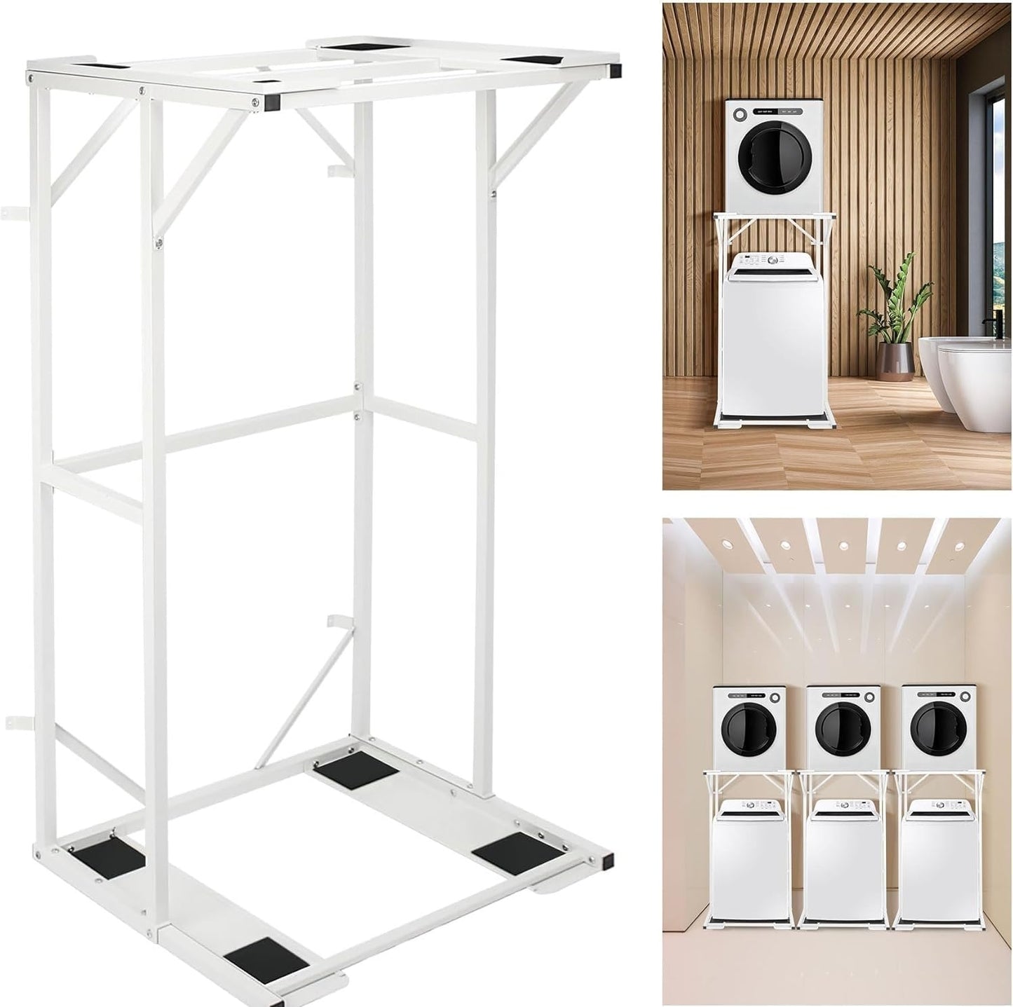 Double Layer Washer and Dryer Stand, 23"Heavy Duty Sturdy Steel Washer Dryer Stand, Work Well with Most Washer Dryer Models
