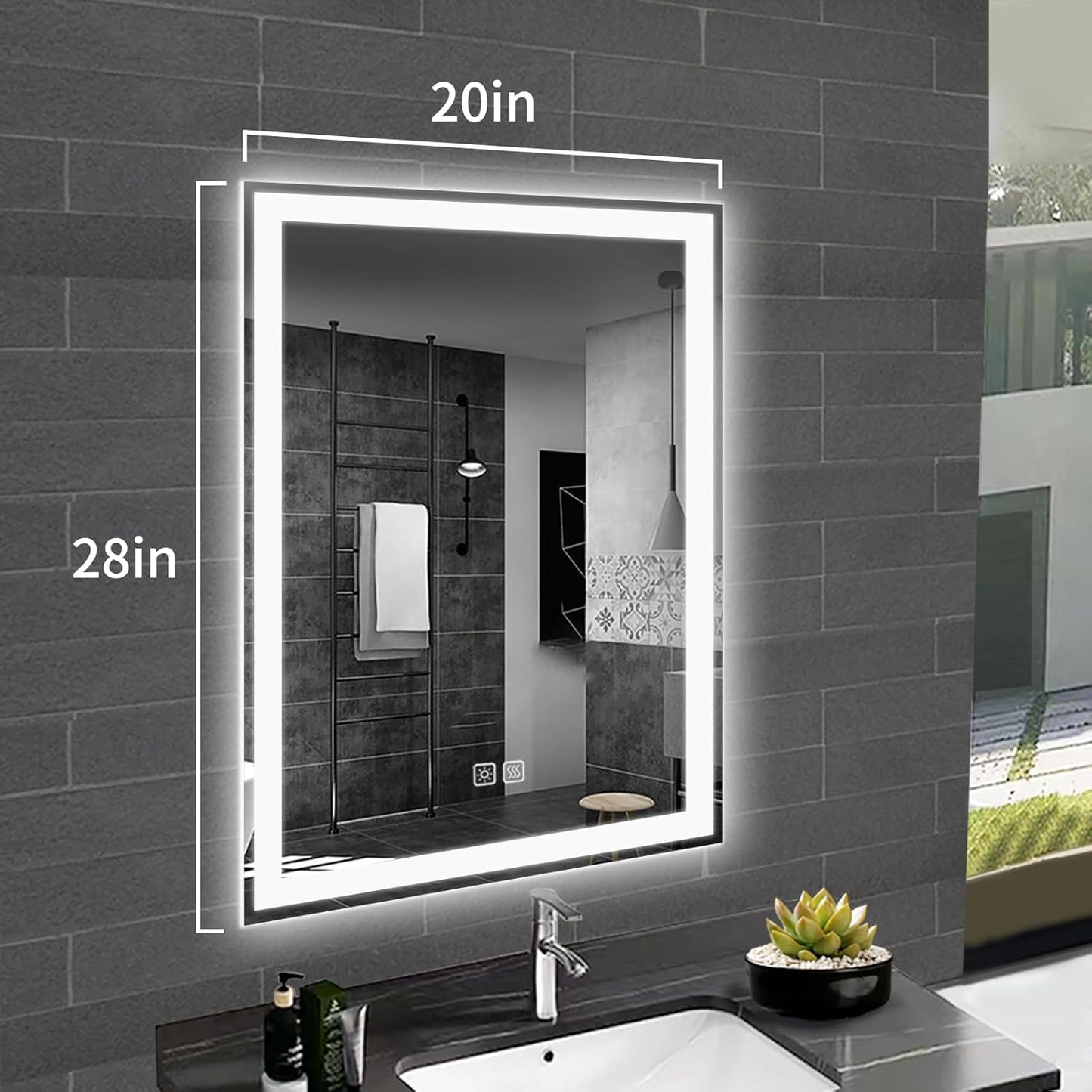 ImageYou 2028 Inches LED Bathroom Mirror, Touch Switch LED Mirror for Bathroom, Frontlit LED Bathroom Mirror, Bathroom Mirror with LED Lights, Smart