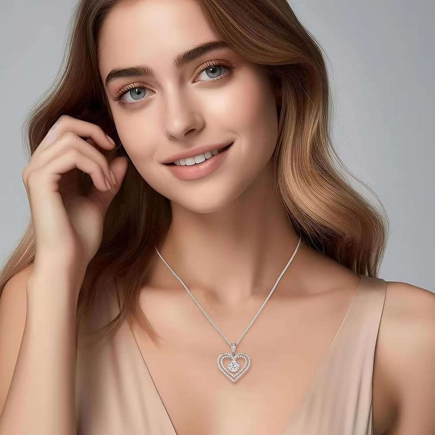 Necklaces for Women18K Gold Plated S925 Sterling Silver Jewelry Moissanite Heart Pendant D Color VVS1 Clarity 18 to 20 Inch Gift for Wife Girlfriend