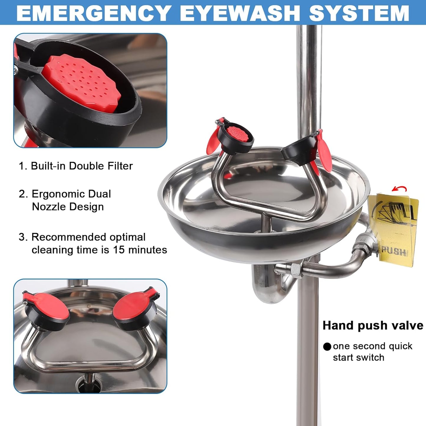 Emergency Eyewash and Shower Station - OSHA Approved  First Aid Eyewash Station Kit