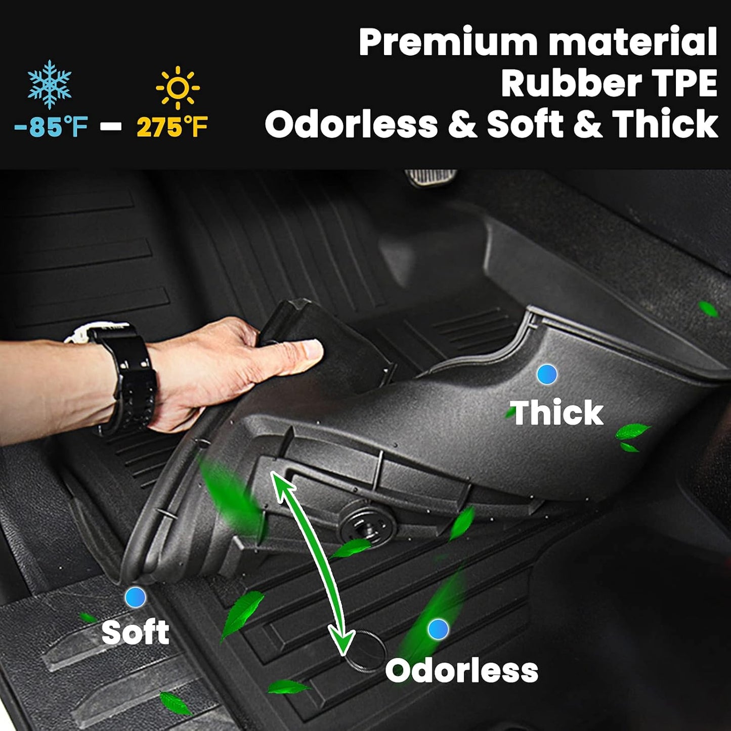 Auxko All Weather Floor Mats for Toyota rav4 Hybrid 2026 TPE Rubber Liners Accessory for Toyota rav4 Hybrid 2026 Odorless Anti-Slip Mats Black rav4 hybrid|2026|floor mats