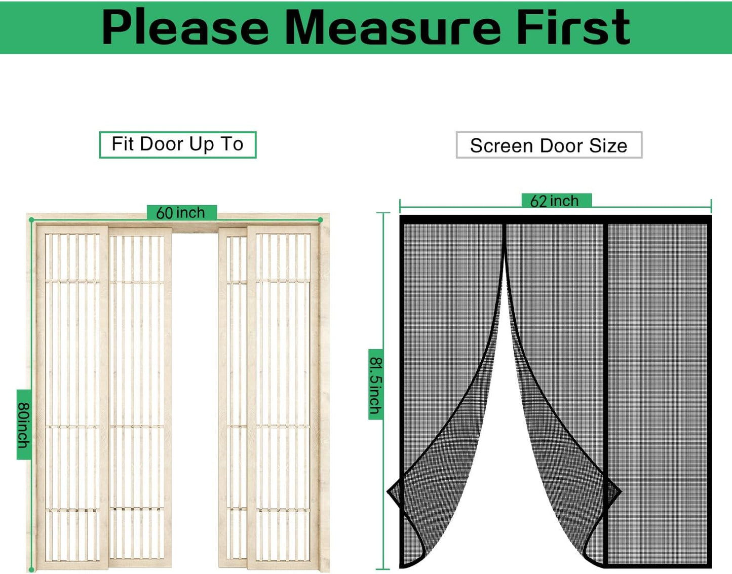 Fiberglass Magnetic Screen Door, Self Sealing Magnets Door Screen, Reinforced Heavy Duty Mesh Net Closure for Sliding Door, Patio, Bedroom-Hands