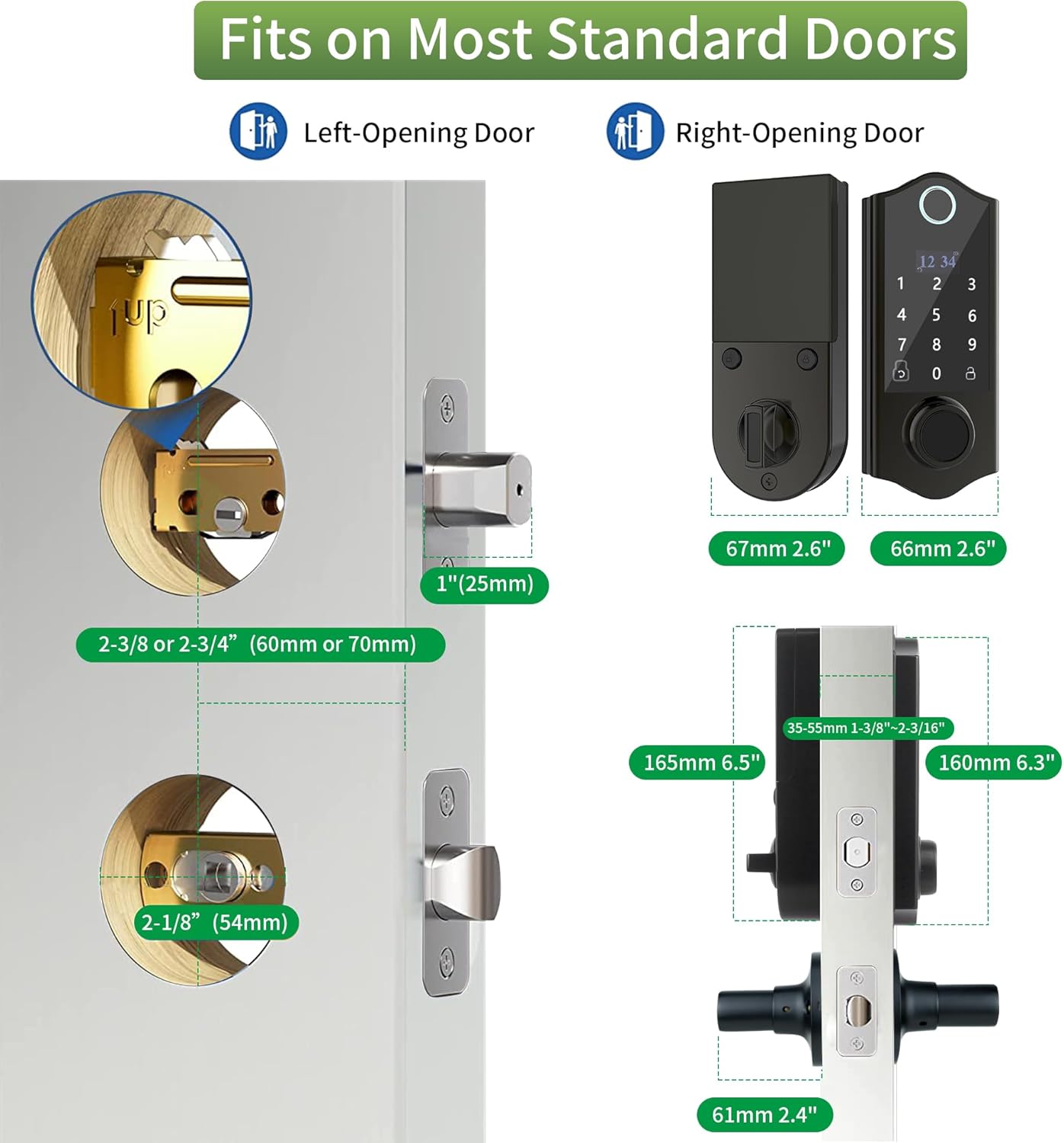 Harfo Fingerprint Door Lock with 2 Lever Handles, Smart Door Lock, Keyless Entry Door Lock, Door Locks with Keypads, Front Door Lock Set, Keypad Door