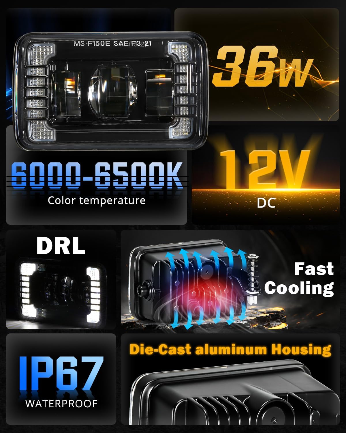 Auxbeam Upgarded LED Fog Lights With White DRL, 4 Inch Fog Lights for Ford F150 2015-2020 F250 F350 2017-2018, 36W 3600LM Bumper Fog Lamps Dot Approved, IP67 Waterproof, Pair, Black