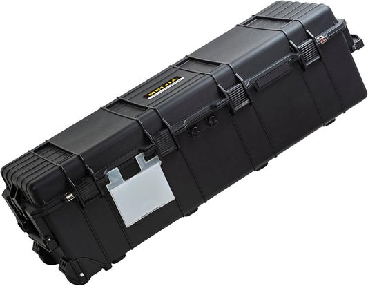 Portable Rolling Waterproof All Weather Rifle Hard Case with Wheels,Soft Handle Grip,Customizable Fit Foam Inserted,44.16' X 16.09' X 14'