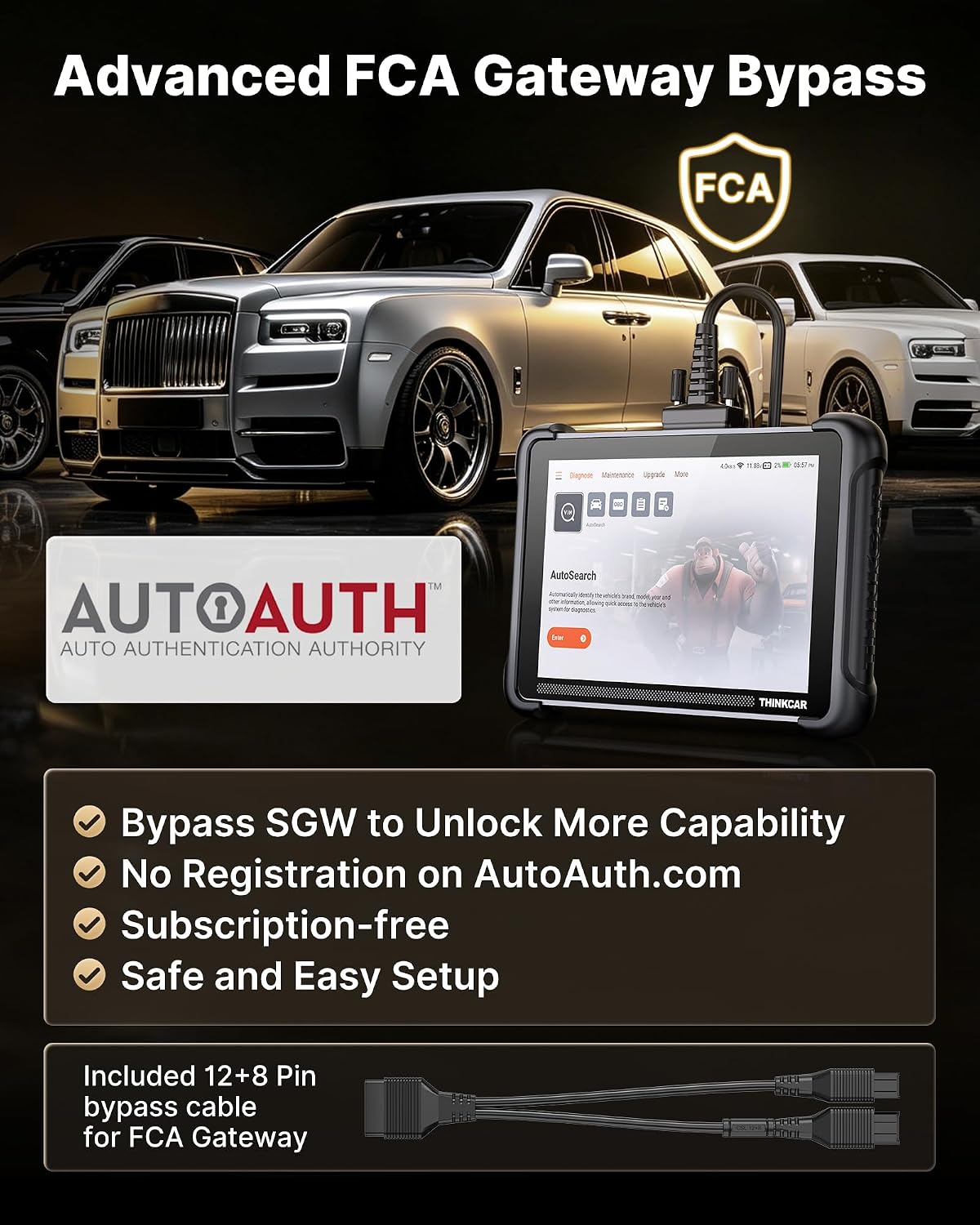 THINKCAR THINKSCAN 689 Sets,OBD2 Scanner with FCA SGW Bypass Gateway Access | Bidirectional Scan Tool 3000+ Active Test, ECU Coding, 34+ Service, OE Diagnostic, NO Update Limit, Screen Protector Included
