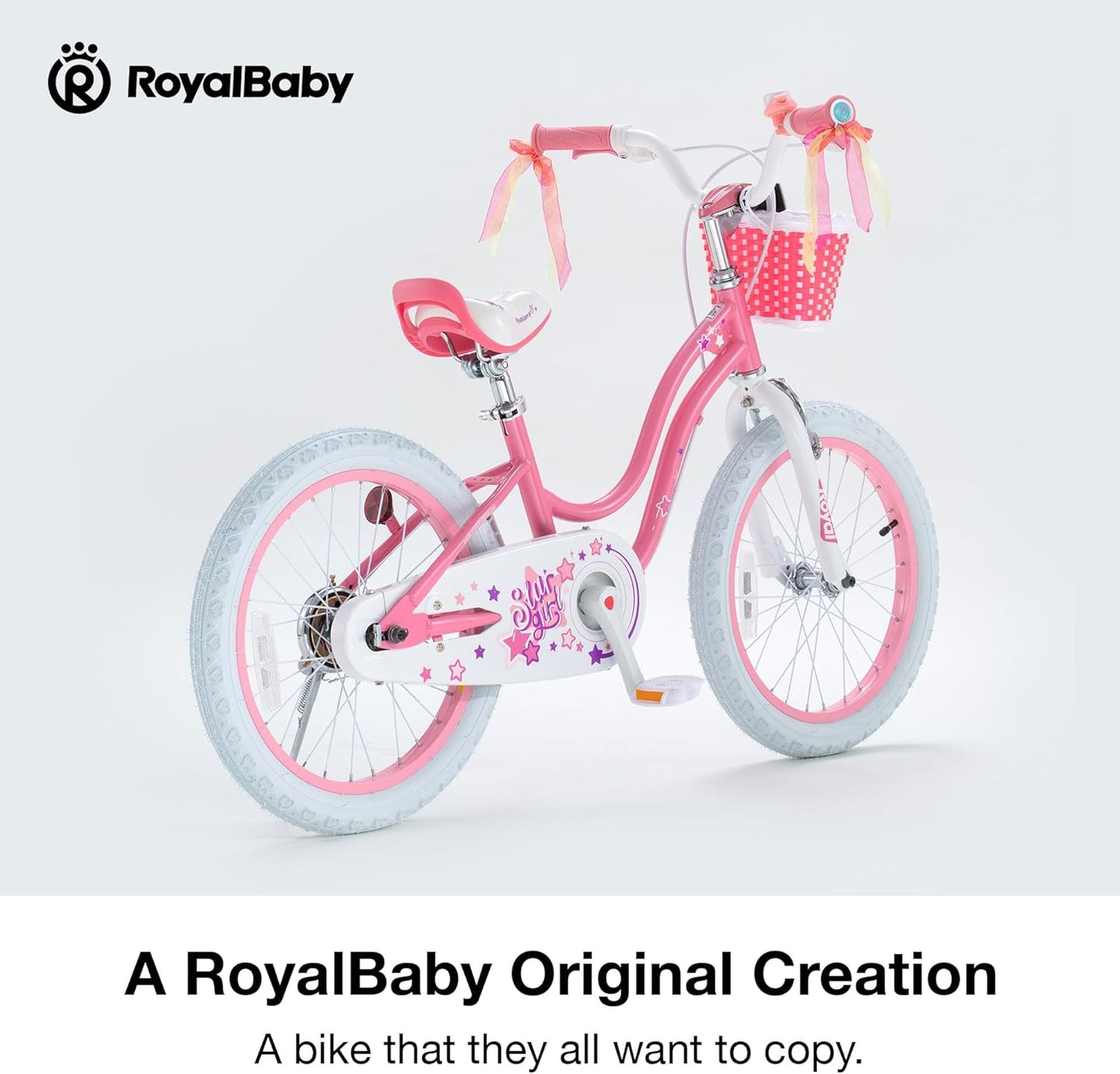 Royalbaby EZ Stargirl Kids Bike,Easy Learn Balancing to Biking,18 Inch Balance & Pedal Bicycle,Beginners Girls Bicycle for Children Ages 5-9 Years,