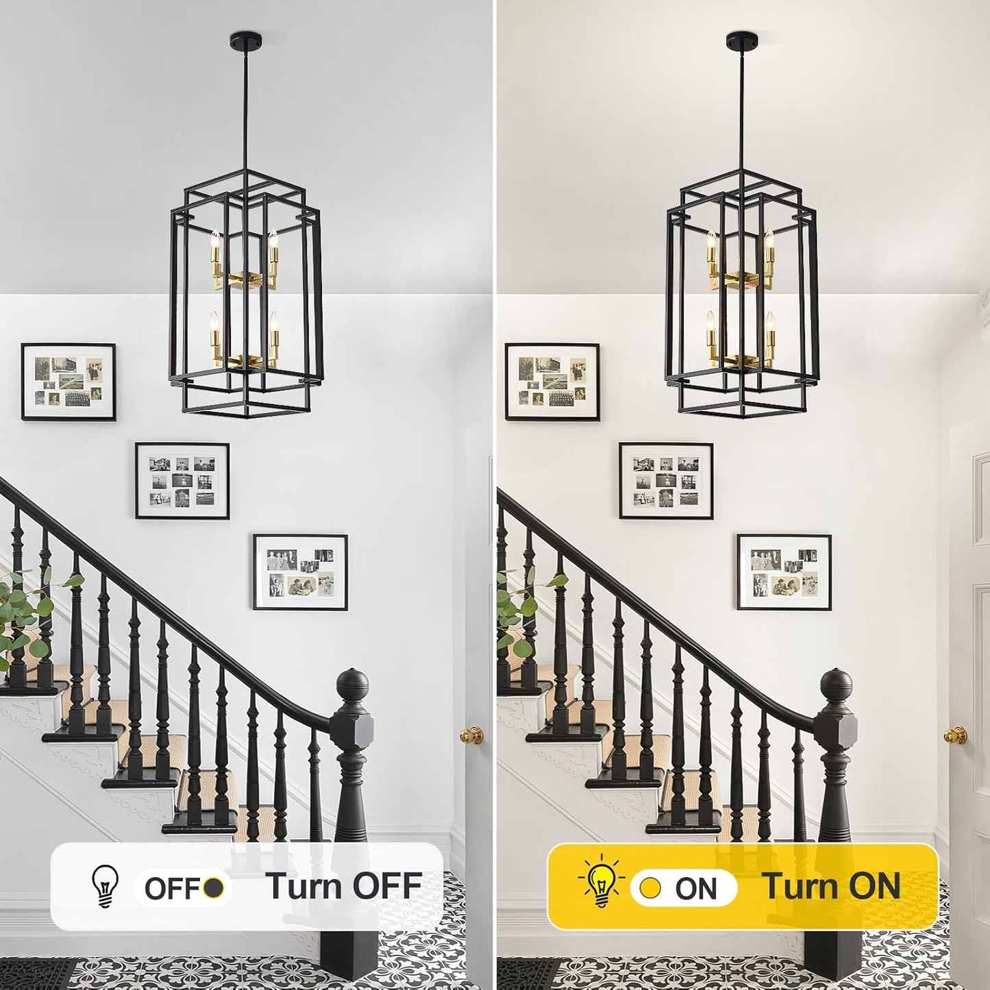 8-Lights Lantern Tiered Pendant Light Fixtures,Foyer Lighting Fixtures Industrial Entryway Chandelier for Enterway Dining Roo