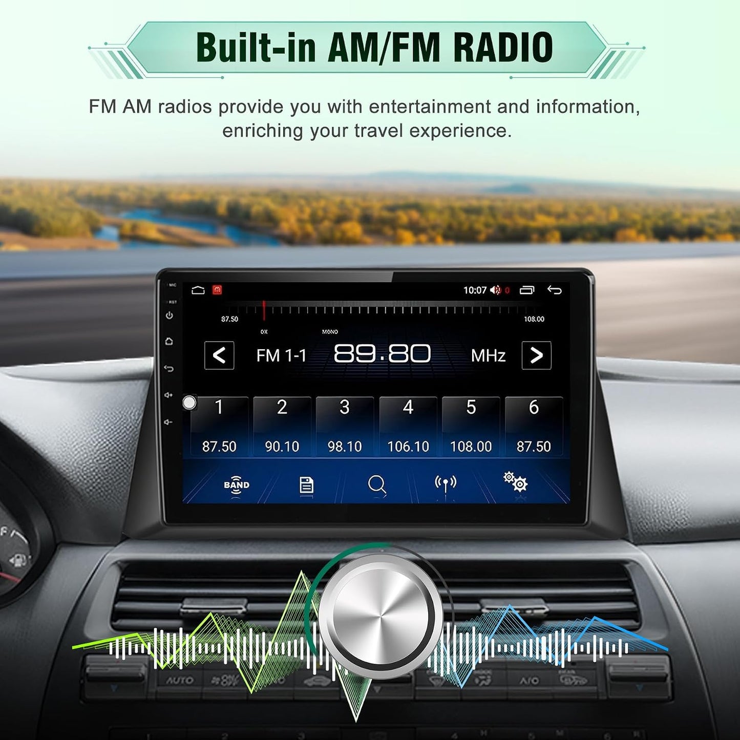 10-Inch Android 15 Radio for Honda Accord 2008–2013, Wireless CarPlay & Android Auto, IPS HD Touchscreen Stereo, Bluetooth 5.0, Wi‑Fi GPS Navigation, 2GB RAM 32GB ROM, AM/FM/RDS, SWC Headunit