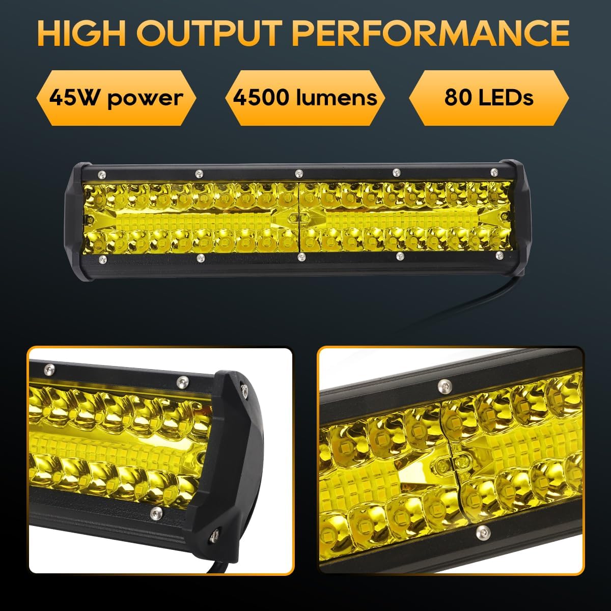Front Bumper LED Light Bar for Polaris Ranger XP 1000 2025+, Amber Yellow