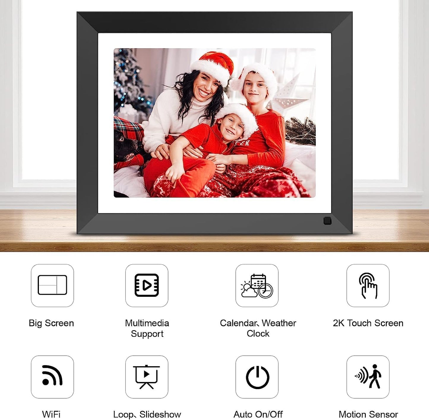 FULLJA 2K Digital Picture Frame - WiFi Cloud 11-inch Digital Photo Frame with IPS Touch Screen, 16GB Storage, Motion Sensor, Send Photos or Videos