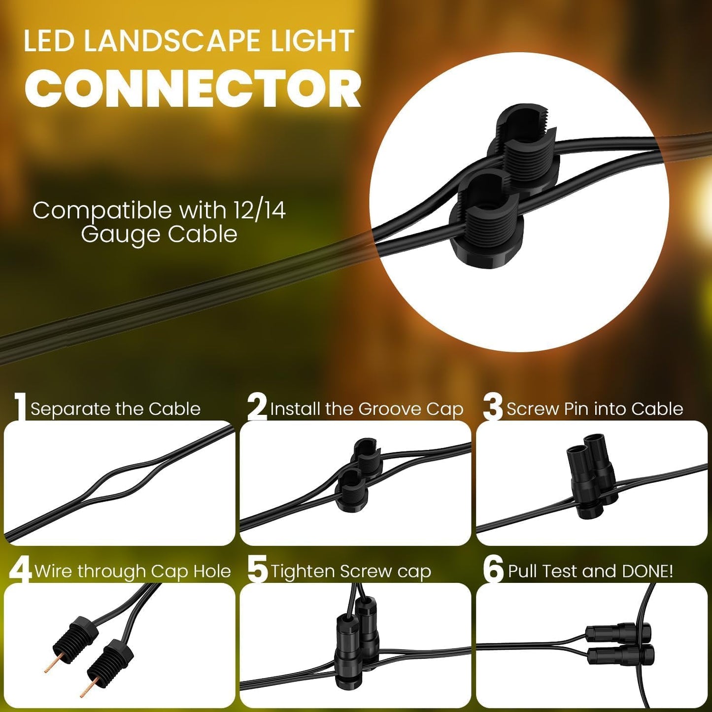 Cuguords,LED Landscape Lighting Kit,LED Low Voltage Pathway Lights,AC/DC 12-24V UL Listed Cord Waterproof,Outdoor Wired Landscape Light Sets,Outdoor