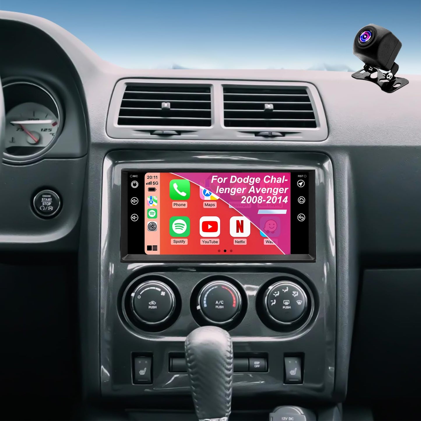 5GWiFi Radio for Dodge Challenger Avenger 2008-2014, Chrysler 200 2011-2014, Jeep Compass Patriot 2009-2016,Liberty 2008-2012,7 Inch Touchscreen Car Stereo Carplay Android Auto Camera Bluetooth GPS FM