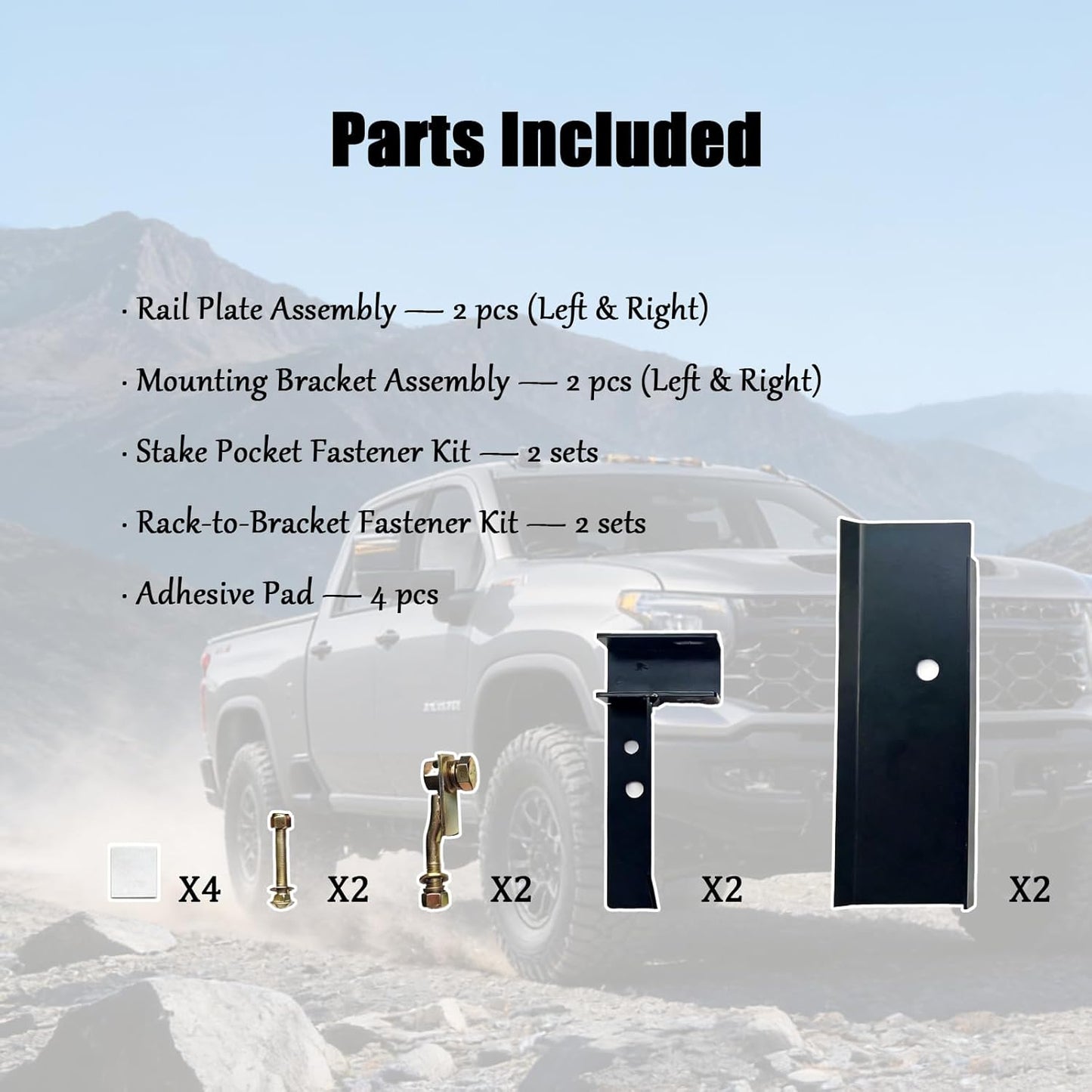 30124 Hardware Kit | for Use w/Standard Bed | Fits 2020-2025 Chevrolet Chevy Silverado GMC Sierra 2500 3500 HD | Black Powder Coat | No Drill Required