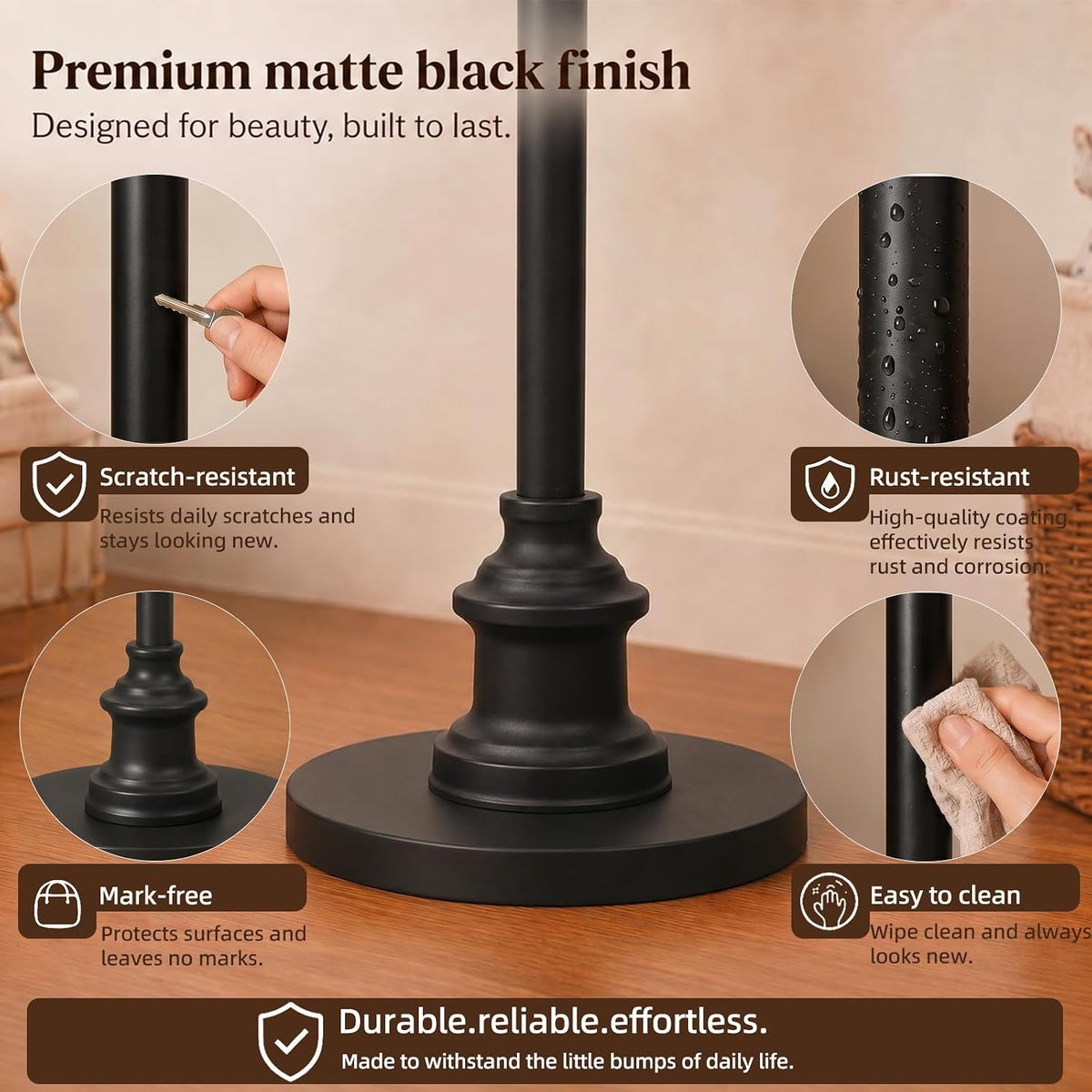 58’’ Dimmable Floor Lamp, Brushed Nickel Floor Lamps, Living Room Floor Lamp 58‘’H (Picture shows matte black, refer to actual product)