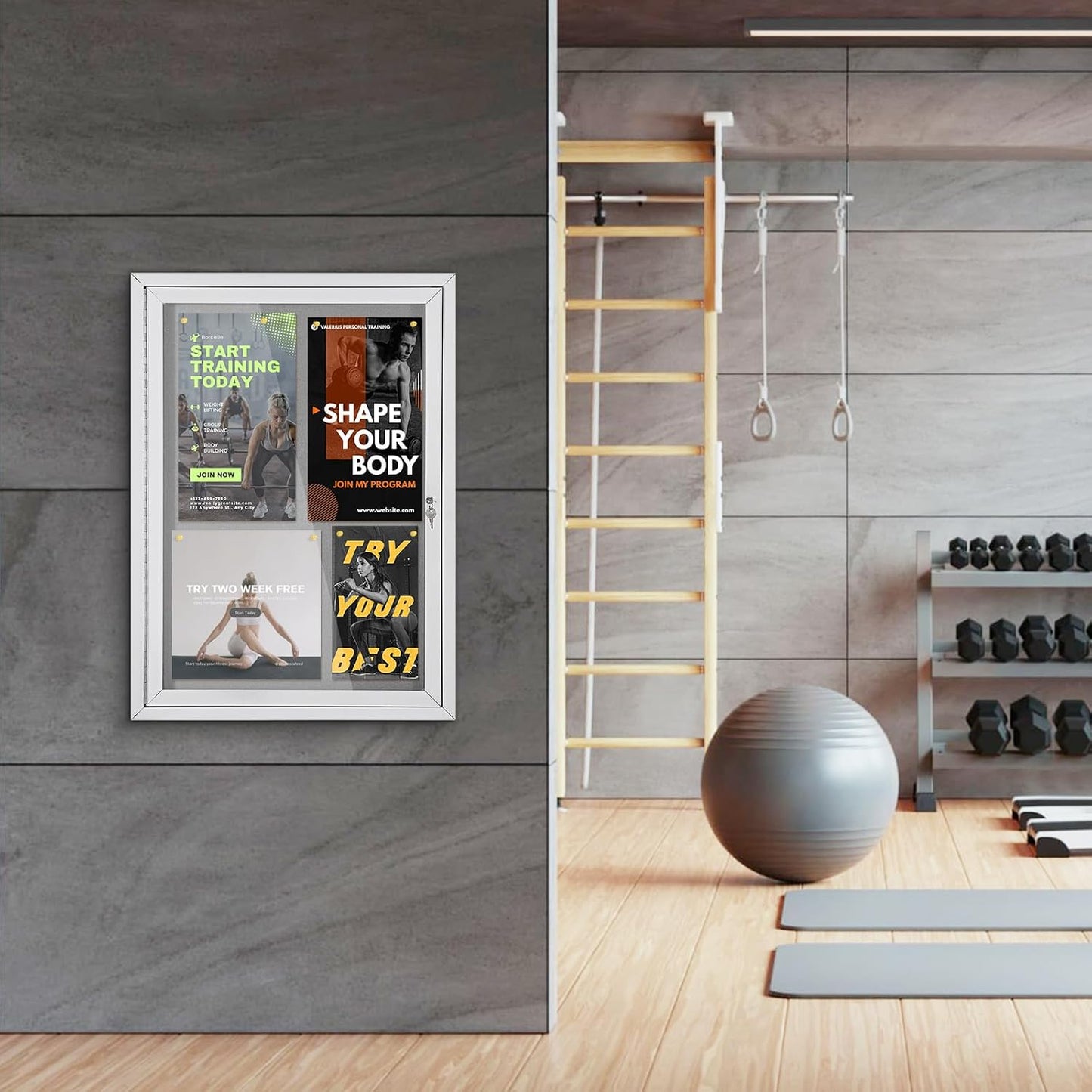 36x24 in Outdoor Bulletin Board Weatherproof Grey Felt Board | Enclosed, Tamperproof, Acrylic Locking Door, Silver Alu Frame, Wall-mounted Pin Board for Office Classroom Community Business Grey 36" x 24"