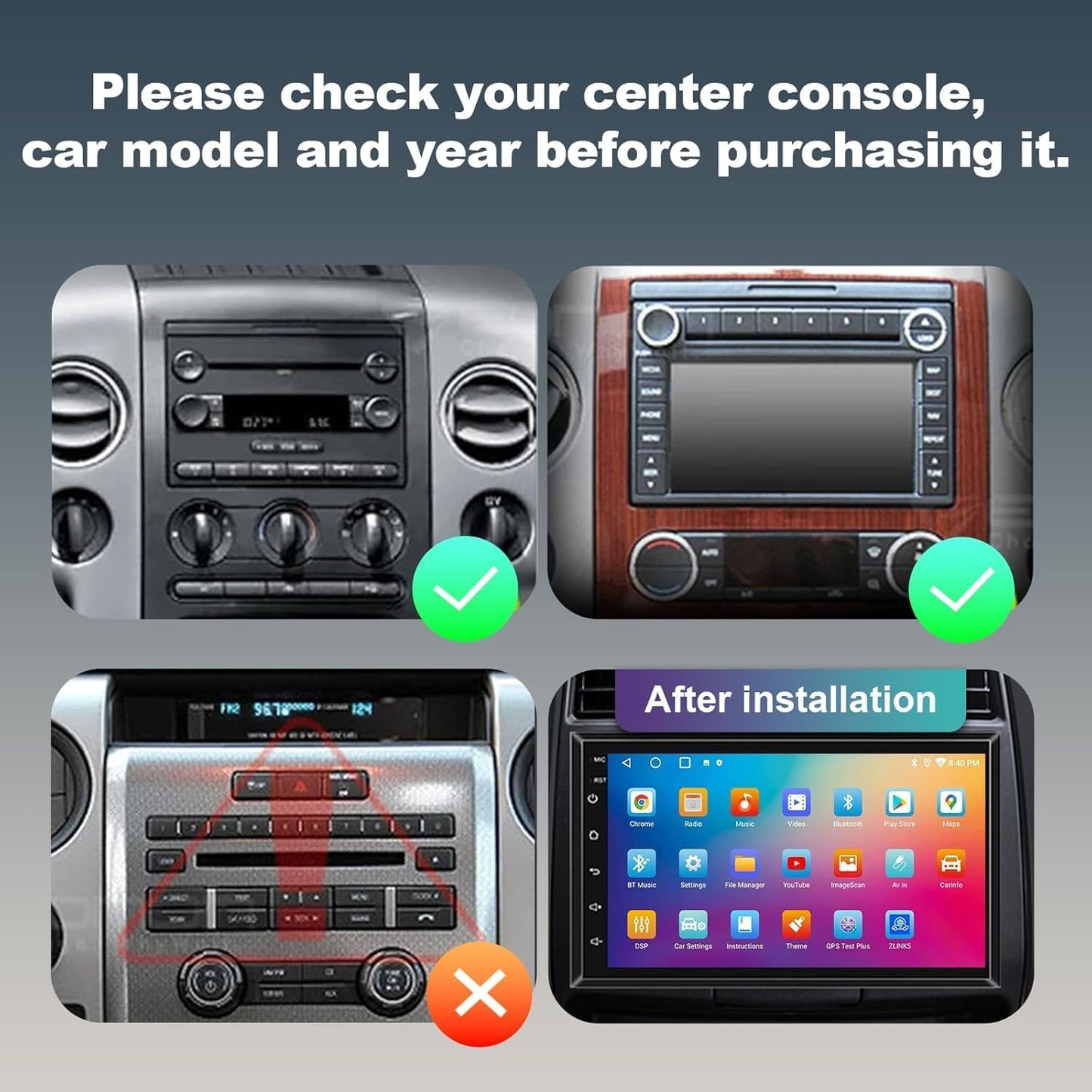 8 Core 2+32G Car Radio Stereo for Ford F150/F250/F350 2004-2014 with Wireless Carplay Android Auto 7 Inch HD Touchscreen Android 12 Car Radio Stereo