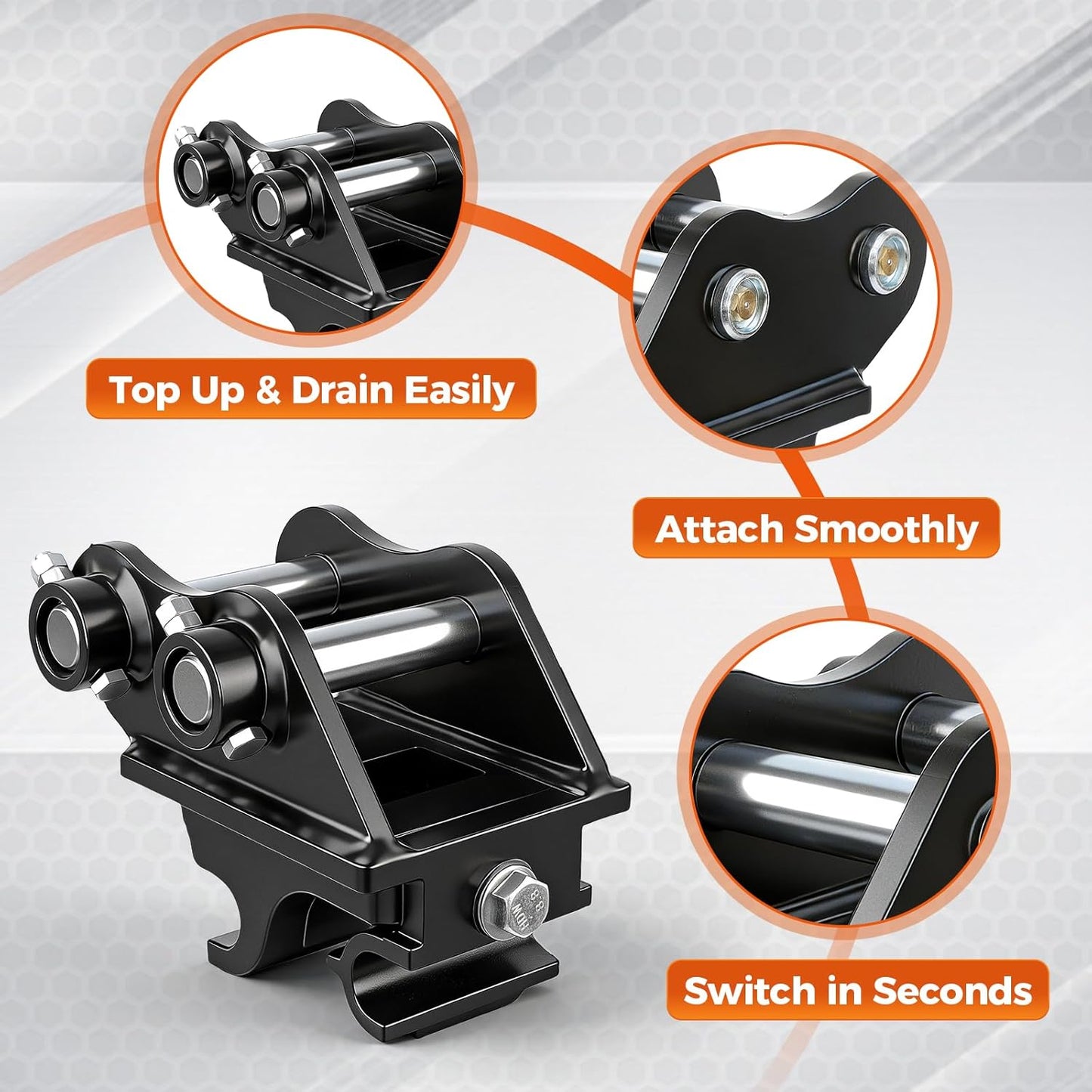 25mm Pin Quick Change Hitch for 0.8-1.8 Ton Mini Excavator, Mechanical Quick Coupler for Buckets Rippers Augers Attachments, High-Strength Alloy Steel Adapter, Time-Saving Tool