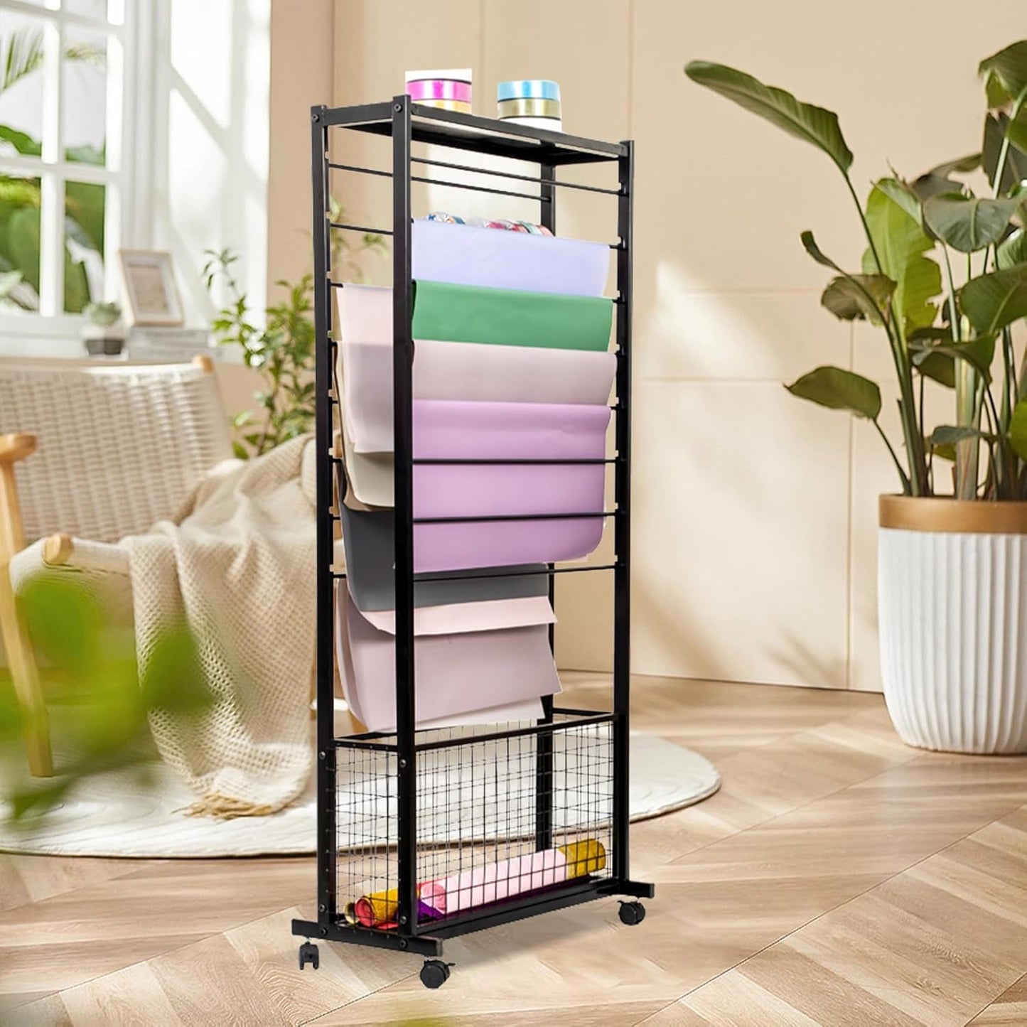 Double-Sided 16-Layer Ribbon Holder Organizer Rack,Ribbon Holder,Ribbon Storage,Metal Large Capacity Ribbon