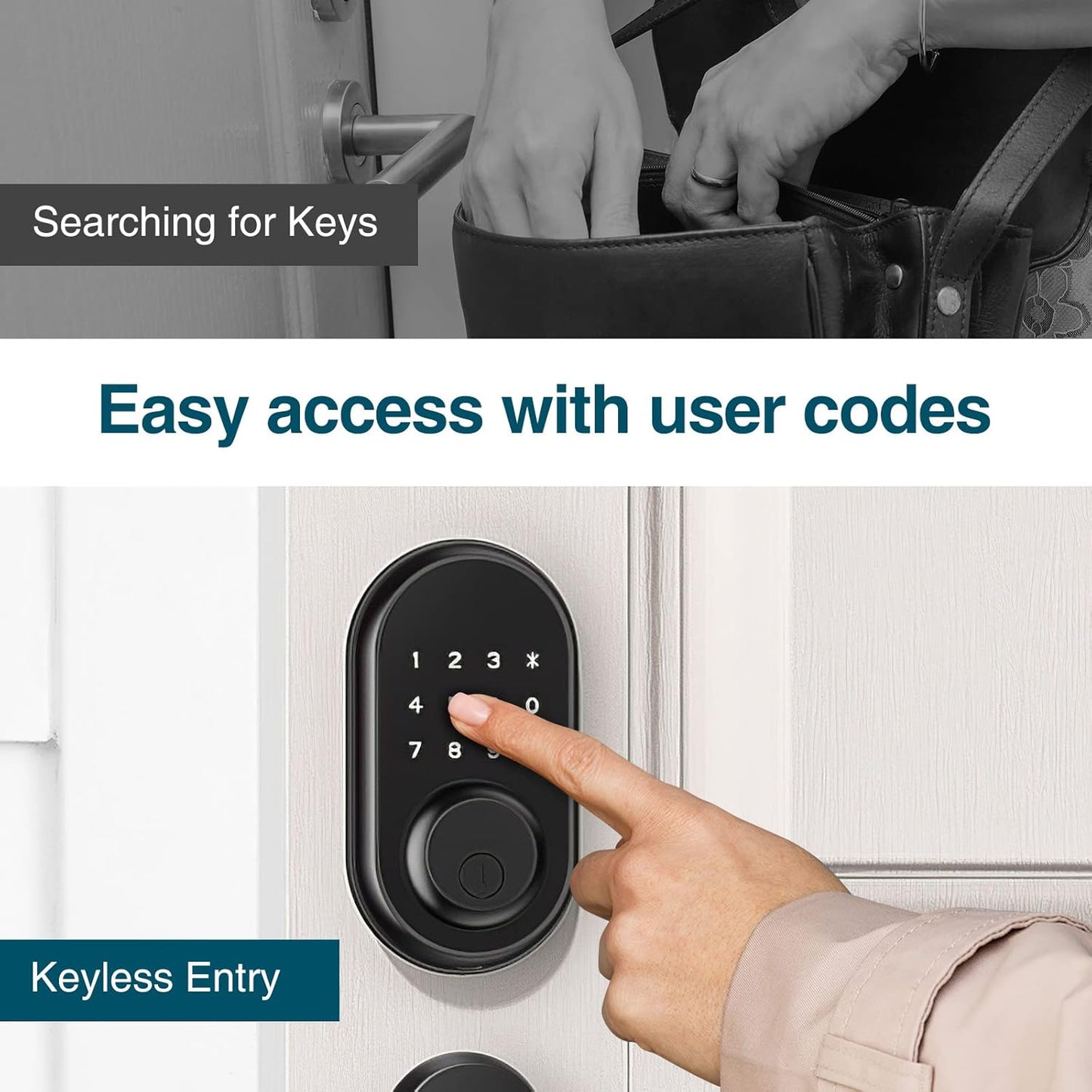 Keyless Entry Door Lock with Handle, Calzibeno Front Door Lock with Keypad, Electronic Touchscreen Keypad Deadbolt Lock, Featuring Auto Lock,