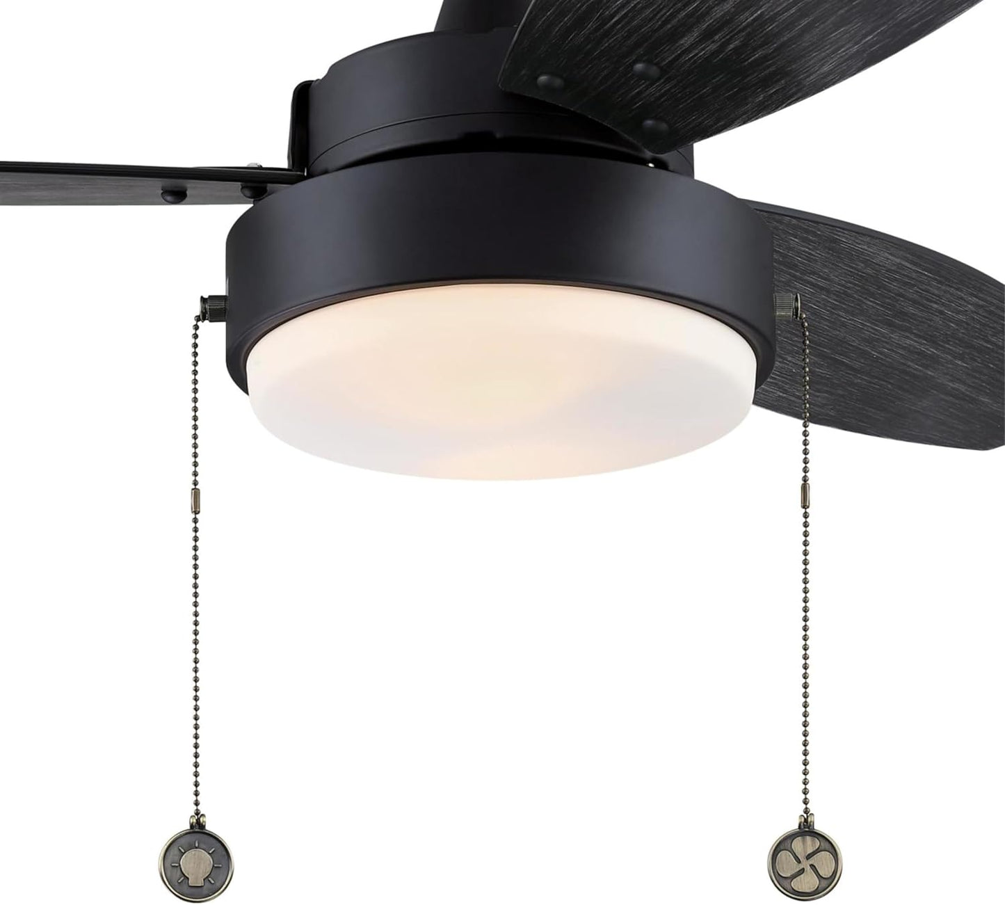 Westinghouse Lighting Alloy Contemporary Indoor/Outdoor Ceiling Fan, LED Light Fixture with Opal Frosted Glass, 42 Inch, Matte Black Finish