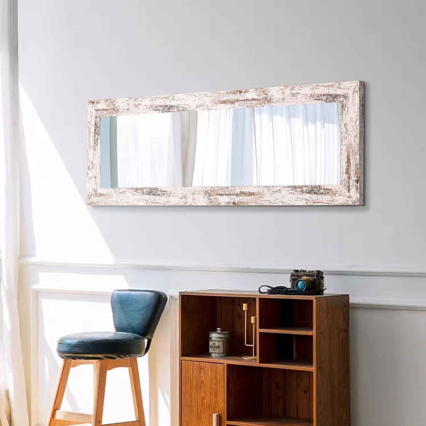 Full Length Mirror 61'x22' Floor Mirror Full Body Mirror Vintage Solid Wood Frame Large Wall Mounted Mirror Hanging or Leaning Against Wall Dressing