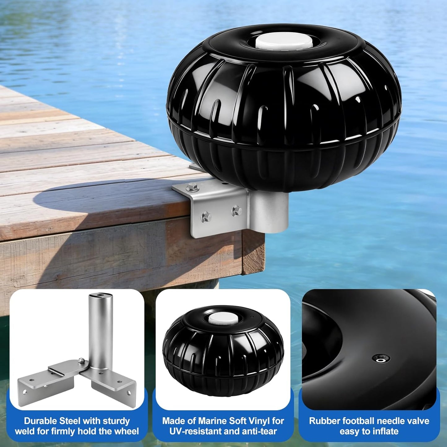 Dock Bumpers Wheel Corner Mount Boat Dock Wheel Bumper Black