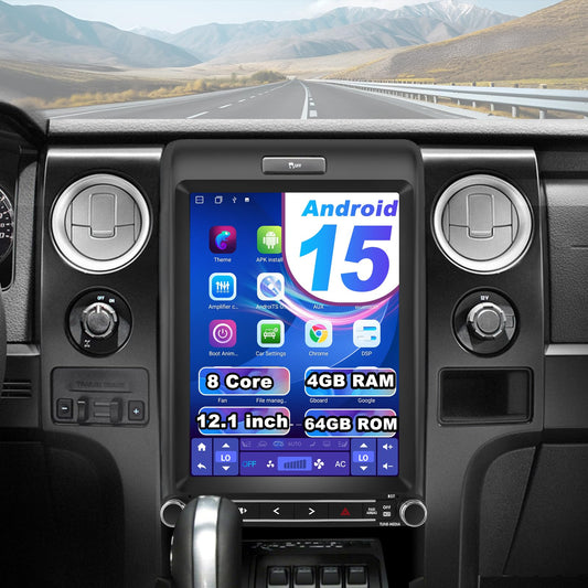 12.1" T-Style Android 15 Car Radio for Ford F150 2013-2014, 8-Core CPU 4GB+64GB with 4G SIM | Wireless Carplay & Android Auto | GPS | WiFi Bluetooth | FM AM RDS | SWC | DSP
