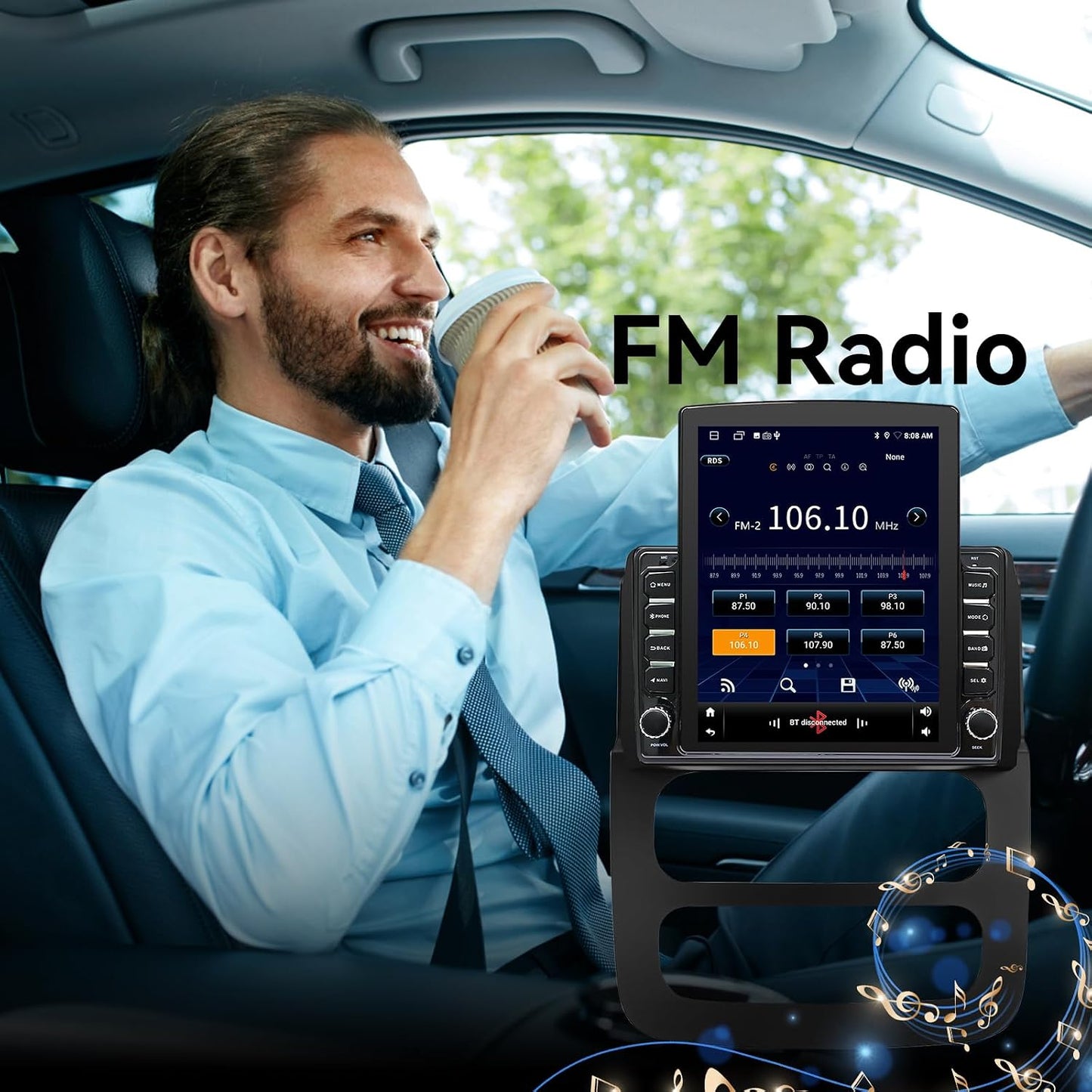 Android 14 Car Stereo Radio Compatible with Dodge Ram 1500 2500 3500 2002 2003 2004 2005 Wireless CarPlay & Android Auto AHD Backup Camera Upgrade 9.7" Touch Screen GPS WiFi SWC FM Bluetooth 2+64G for 2002-2005 Ram
