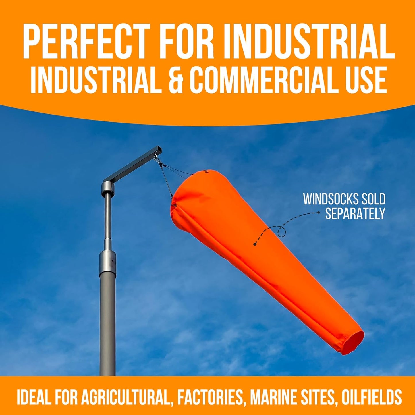 Heavy-Duty Windsock Pivot Arm – 304 Stainless Steel Build with 3/4" NPT Male Threading | Smooth 360° Rotation | Dual Ball Bearings | Threaded Mount for Accurate Wind Direction & Industrial Use
