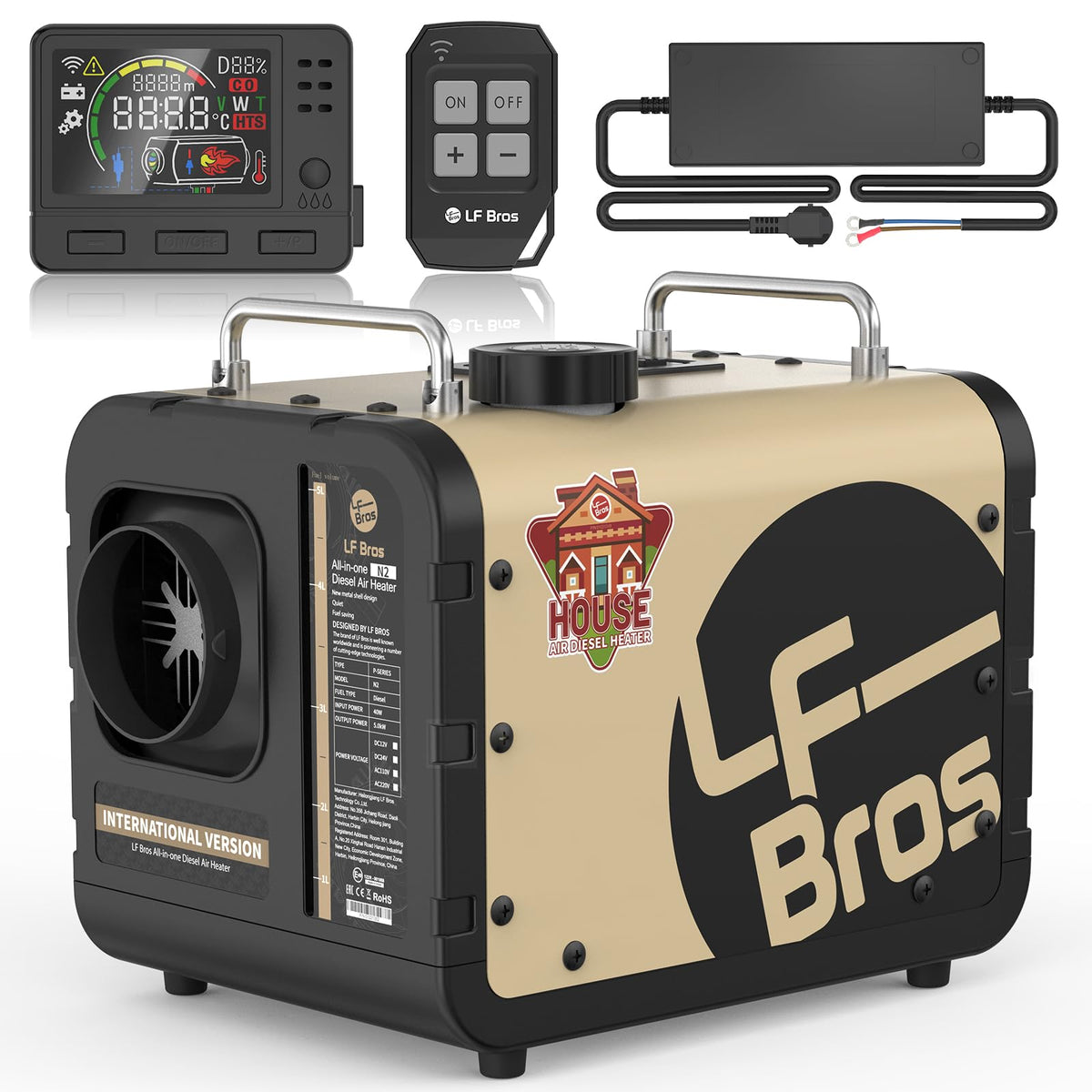 LF Bros 12V/24V/110V 5KW All-in-One Diesel Heater with Stylish Design