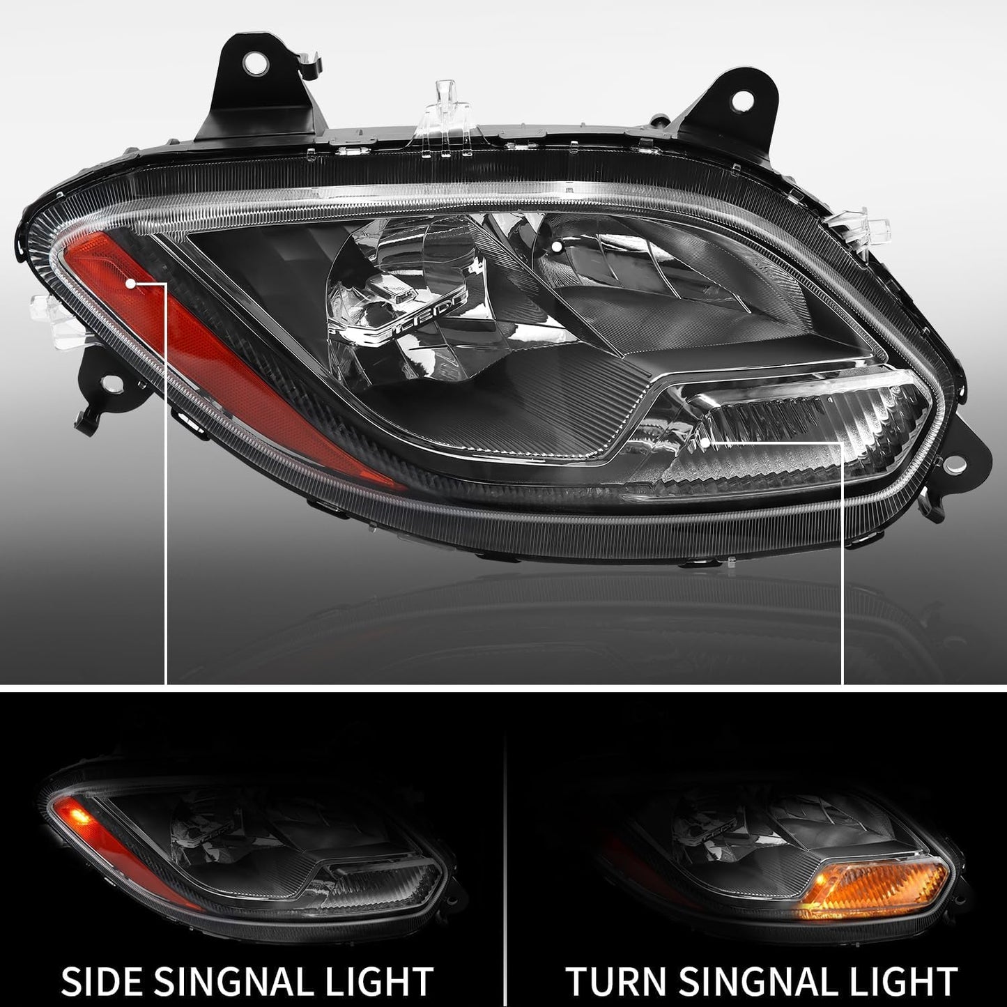 aostirmotor Headlight Assembly Pair for 2018-2023 International LT625 Class 8 Truck Headlamps LED Low Beam + Halogen High Beam (Left and Right Side)