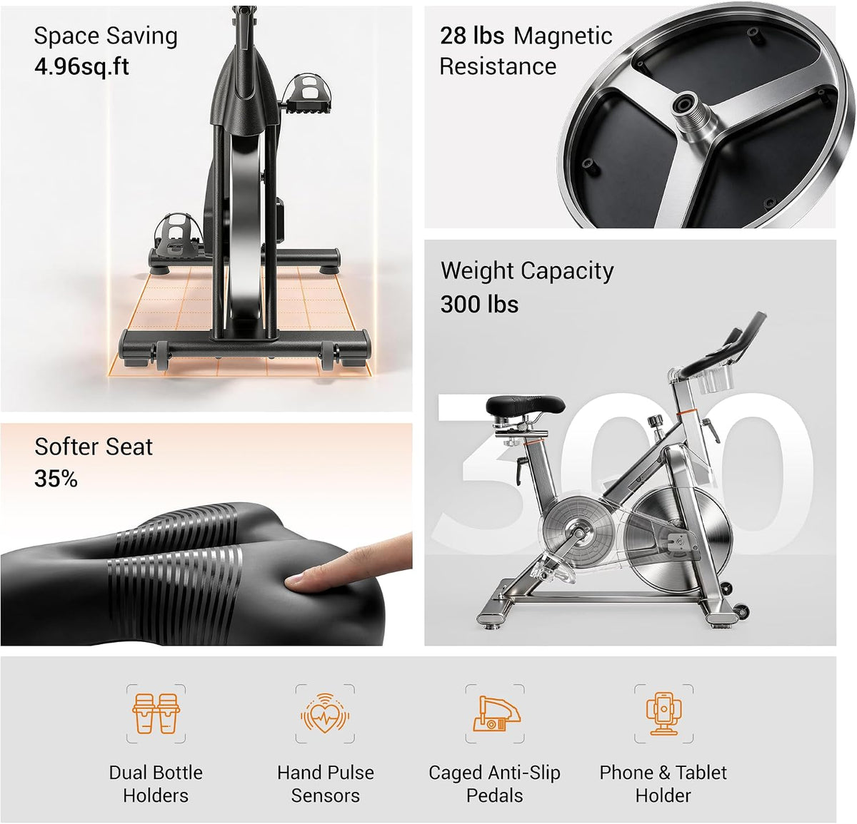 CURSOR FITNESS Magnetic Exercise Bike,Workout bike for home with 0-100 Adjustable Resistance & App Connectivity