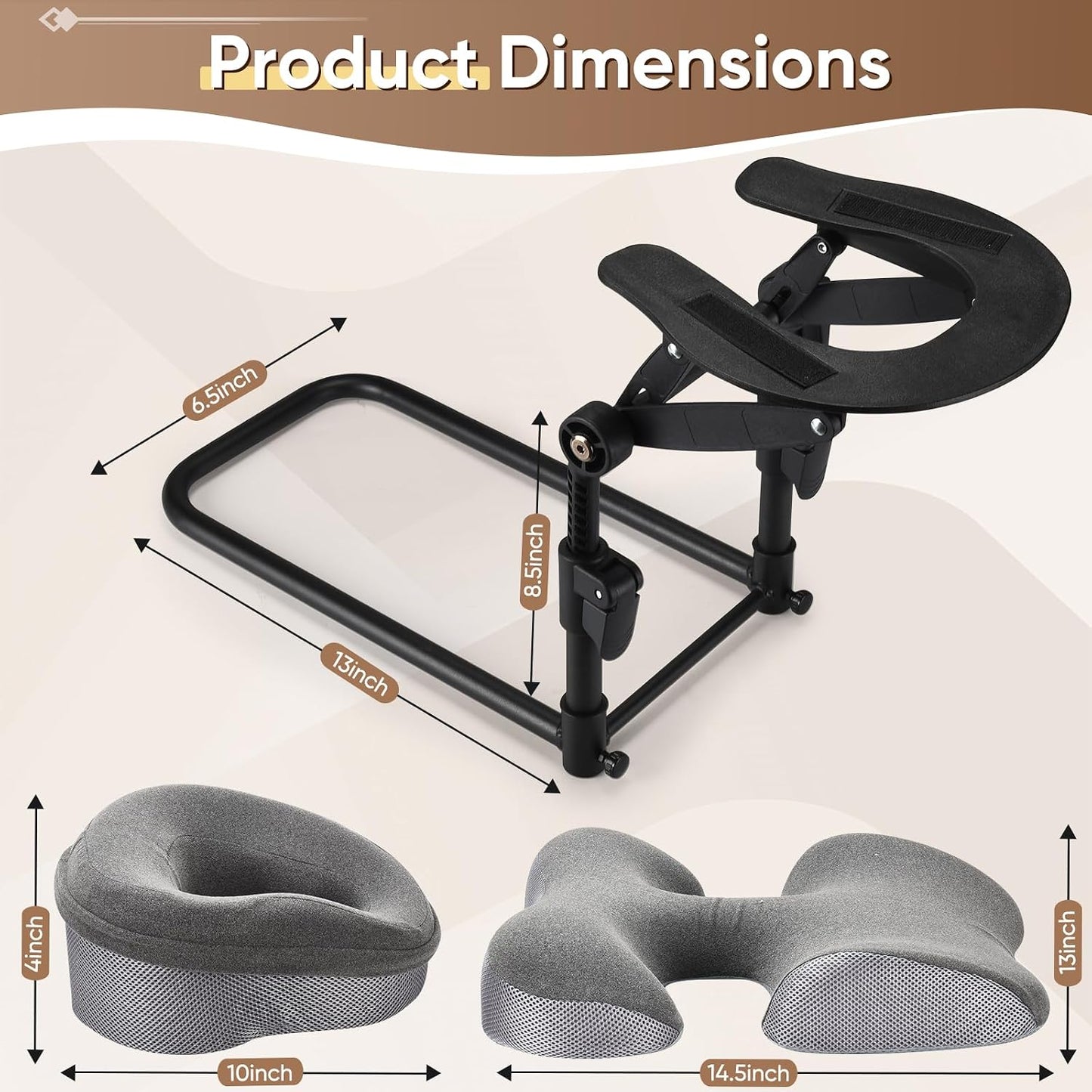 HVDI Massage Headrest for Bed, Height-Adjustable Bed Massage Head Holder, Home Massage Kit, Face Down Pillow After Eye Surgery, Includes Headrest, Chest Cushion, and Armrest Pads