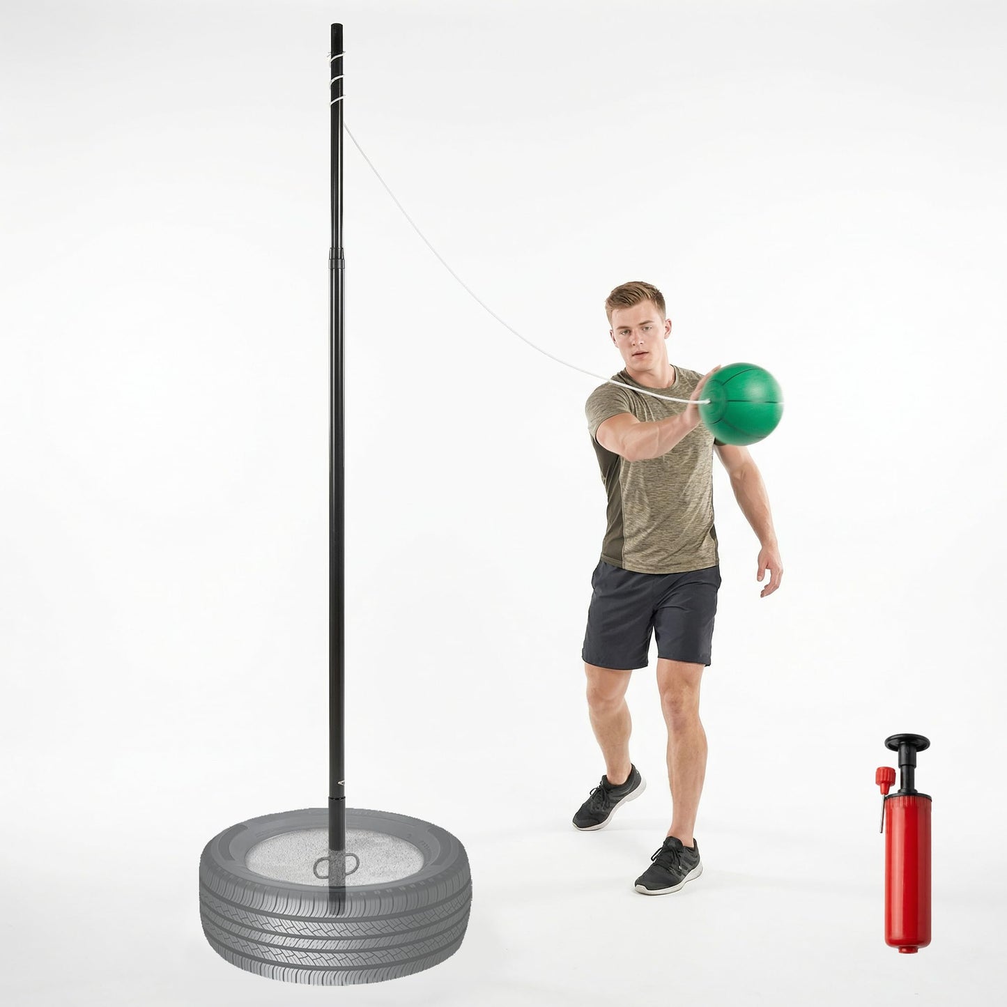 MR Tetherball Set,Tetherball Ball and Rope Set with Pole 10.43ft Height Heavy Duty，Backyard for Outdoor Games and Lawn Games
