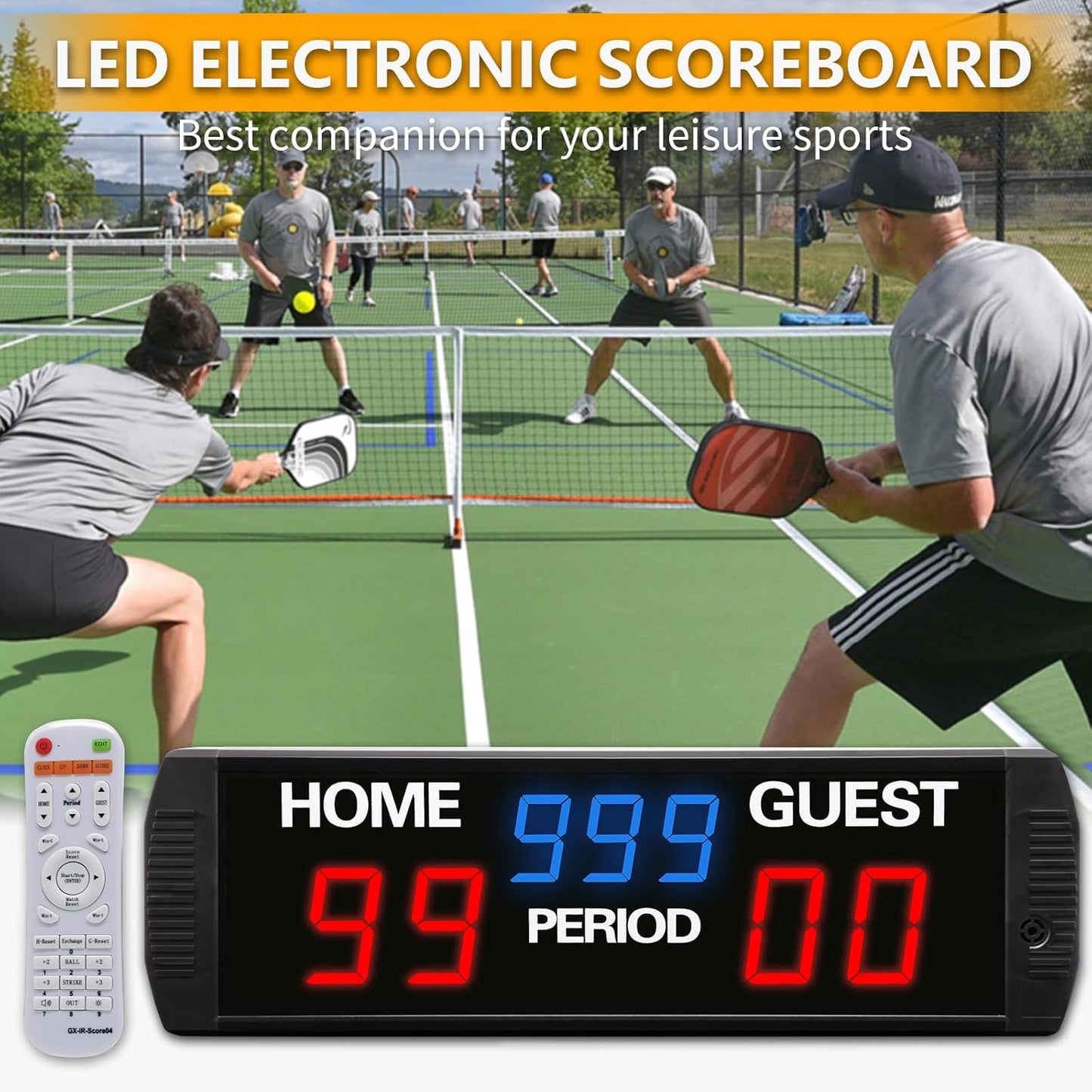 LED Scoreboard Score Keeper 4 Modes Electronic Digital Scoreboard - GI7D with Remote and Buzzer for Basketball,Volleyball