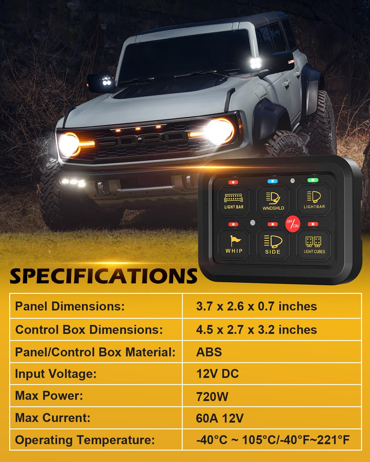 6 Gang Switch Panel with Electronic Relays, Universal Circuit Control Relay System, with Automatic Dimmable On-Off LED Swi