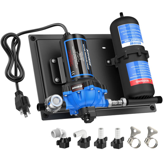 Kohree RV Water Pump 110V AC 7.5GPM 70PSI and 1L 125PSI Pre-Pressurized Accumulator Tank, Quiet Water Transfer Pump and Accumulator Tank System for Home Use, RV, Boat, Kitchen, Bathroom, Irrigation