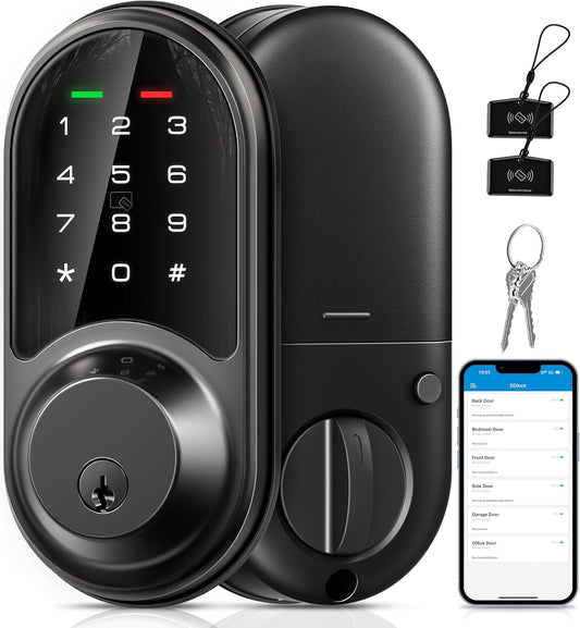 Smart Lock, Keyless Entry Door Lock, Smart Locks for Front Door with App Control, Electronic Digital Auto Lock with Touchscreen Keypad Set, Smart