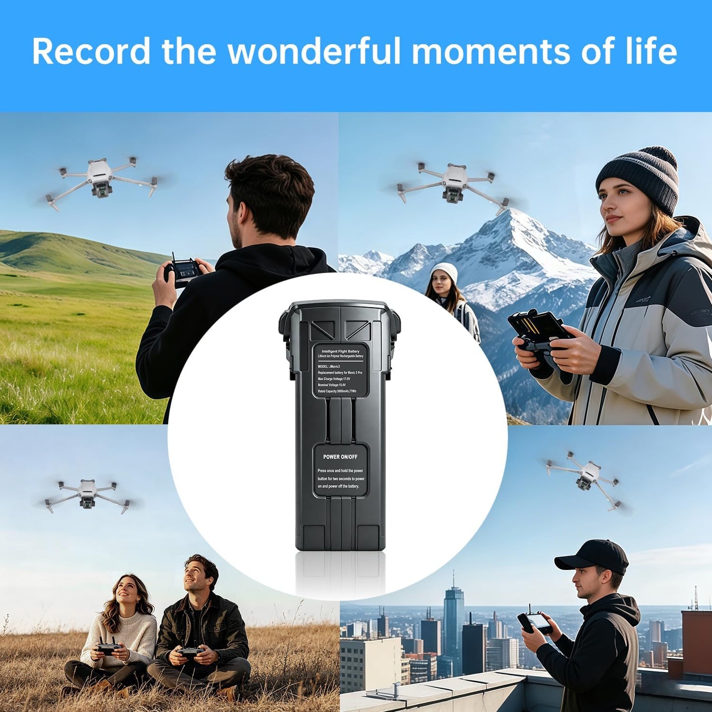 Battery Compatible with Mavic 3,  Battery 1-pk, 5000mAh Intelligent Flight Mavic 3 Pro Battery, Max Flight Time 46 Mins, Compatible with DJI Mavic 3 Enterprise Series, Mavic 3 Pro Cine, Mavic 3 Pro, Mavic 3 Cine/Classic